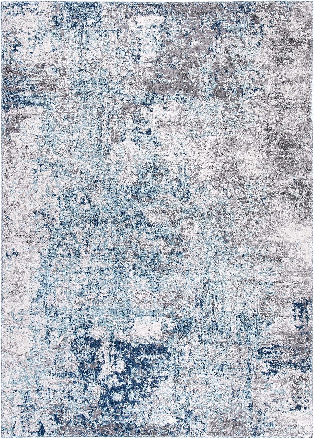 Gray Abstract Stain-Resistant Synthetic Area Rug