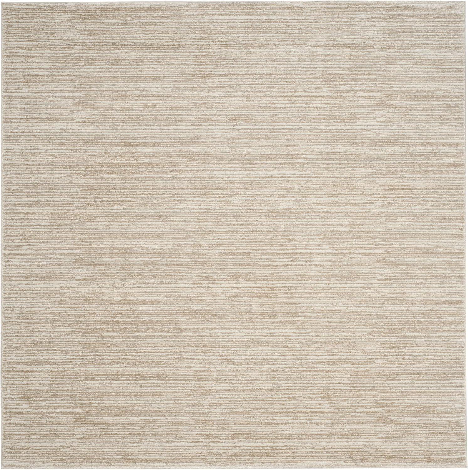 Elysian Cream 3' x 3' Square Abstract Synthetic Area Rug