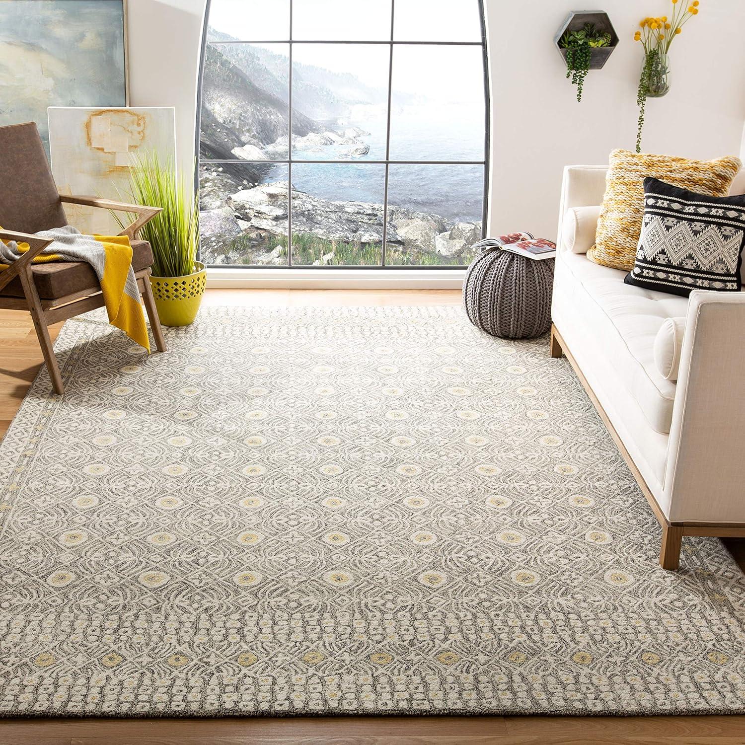 Micro-Loop MLP801 Hand Tufted Area Rug - Charcoal/Ivory - 5'x5' - Safavieh.