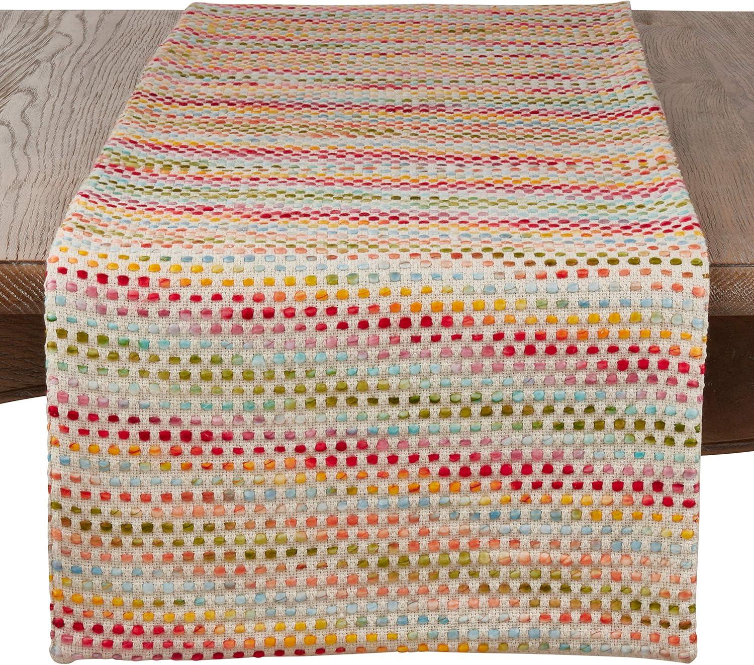 Saro Lifestyle Cotton Blend Table Runner With Confetti Design