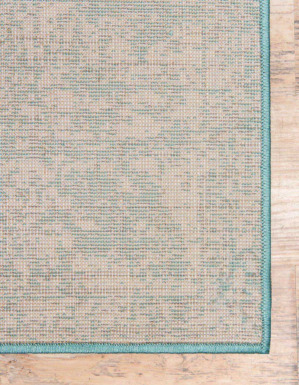 Unique Loom Sofia Collection Area Rug - Casino (6' 1" x 9' Rectangle Turquoise/Ivory)