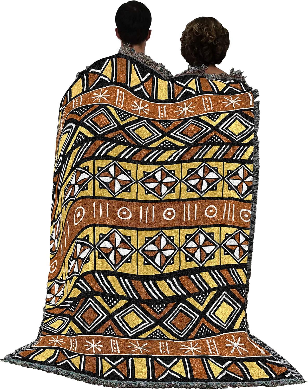 African Mud Cloth Pattern Cotton Throw Blanket