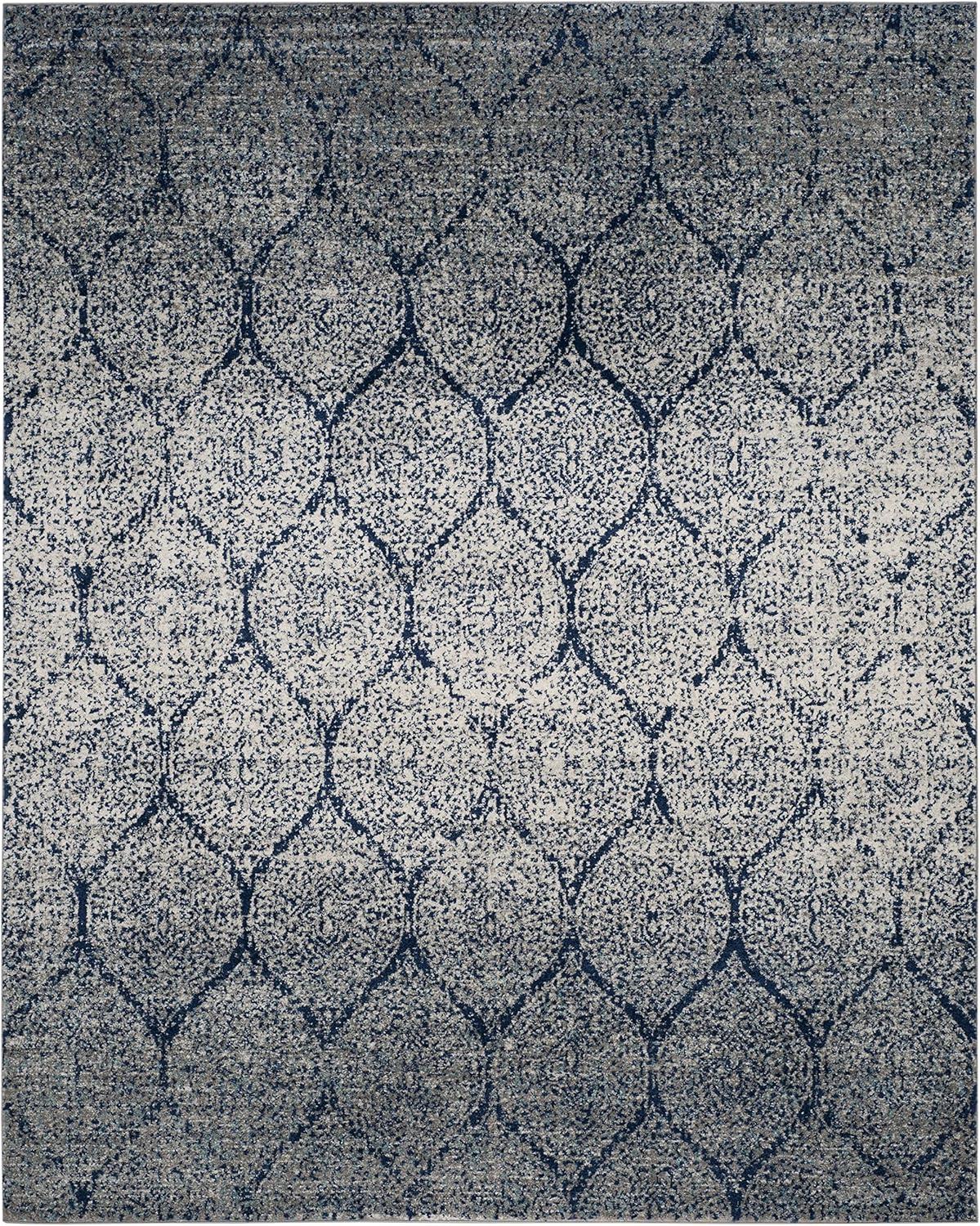 SAFAVIEH Madison Leighton Geometric Area Rug, Navy/Silver, 9' x 12'