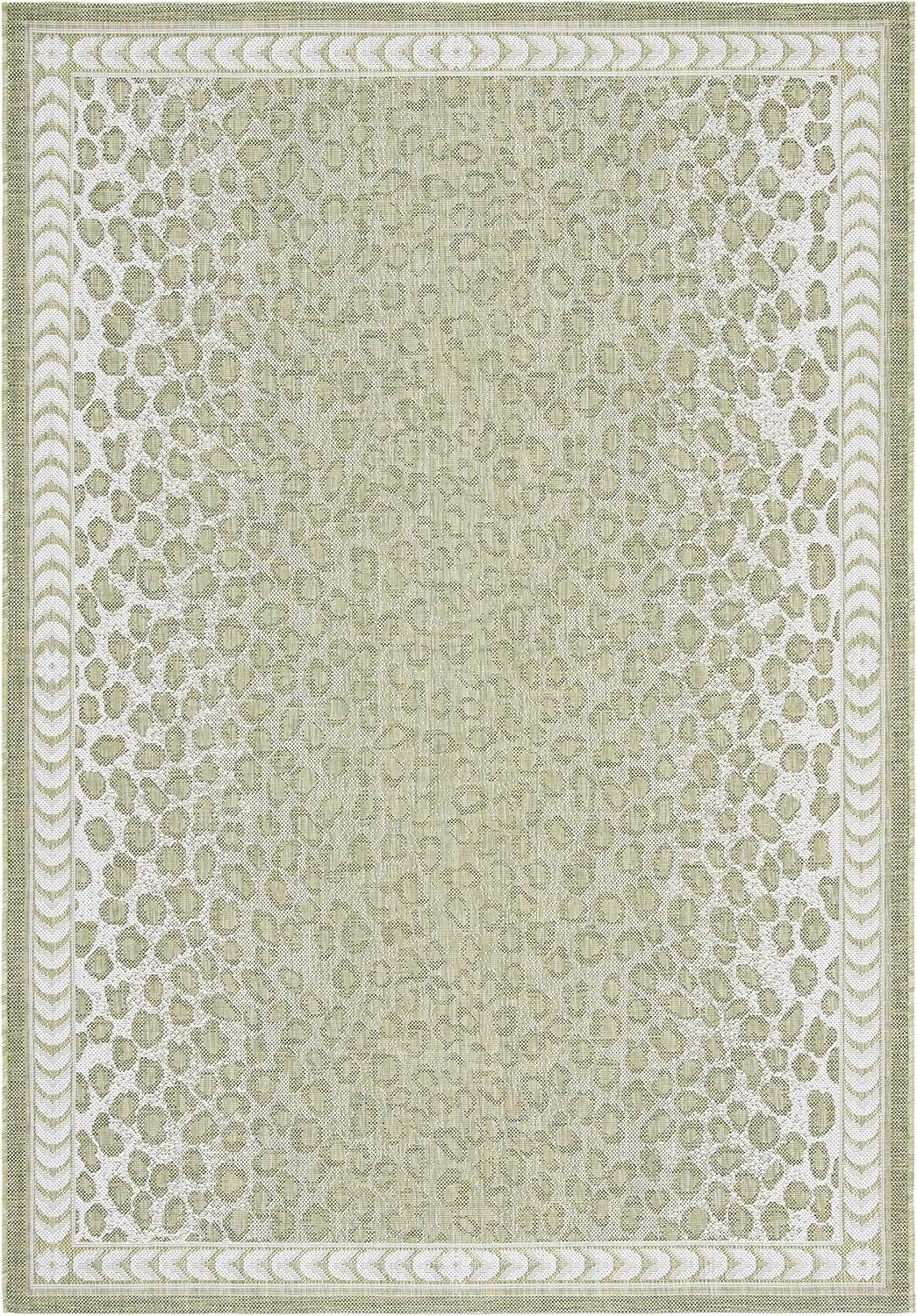SAFAVIEH Courtyard Candace Spotted Indoor/Outdoor Area Rug, Light Green/Ivory, 8' x 10'