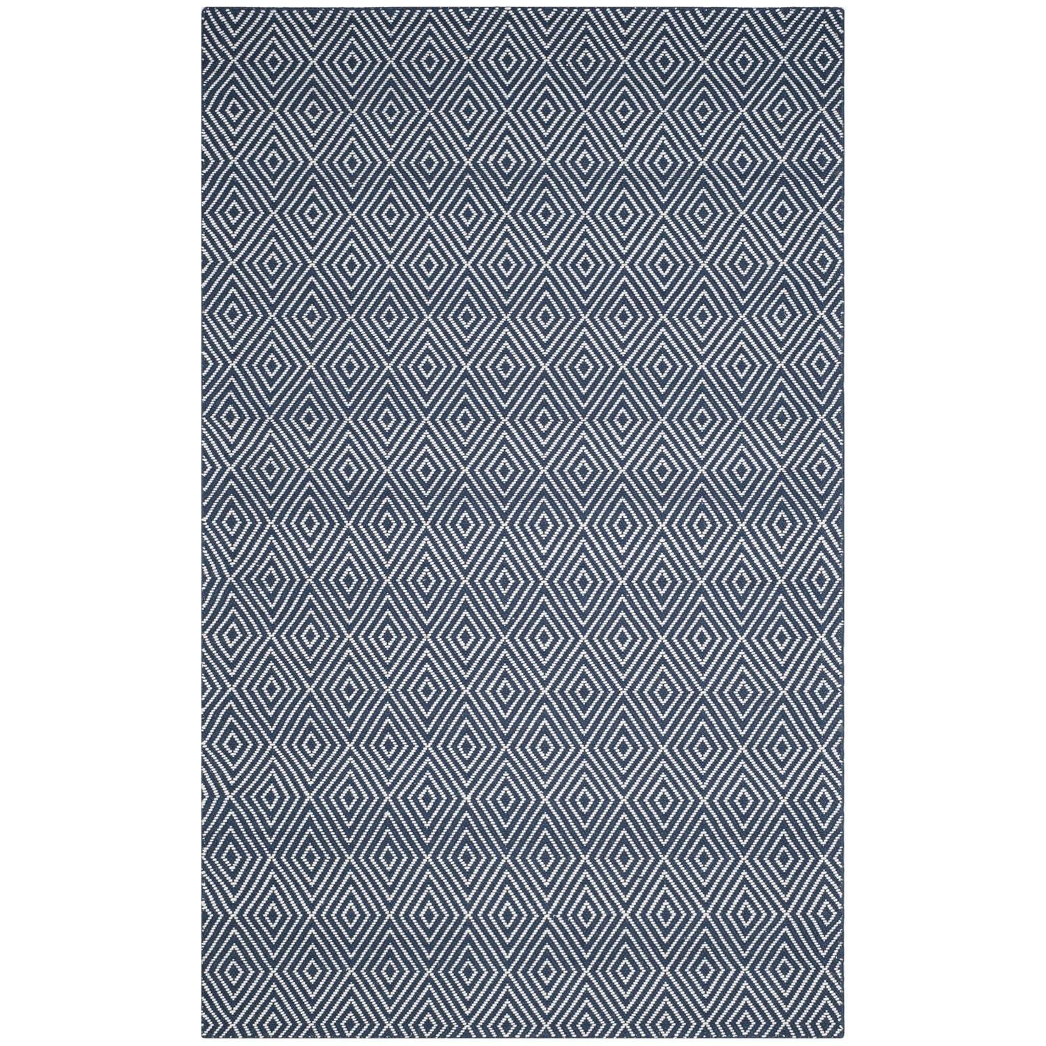 SAFAVIEH Wilton Donella Geometric Diamonds Area Rug, Navy/Ivory, 5' x 8'