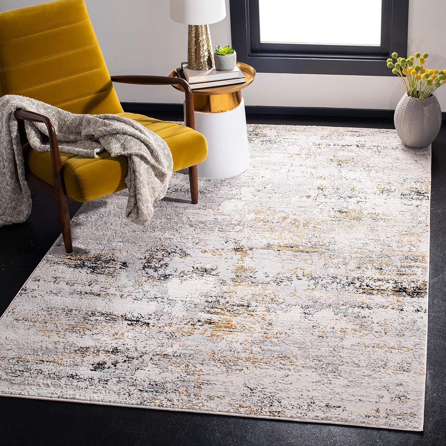 Amalfi AMF572 Power Loomed Area Rug - Creme/Gold - 4'x6' - Safavieh.