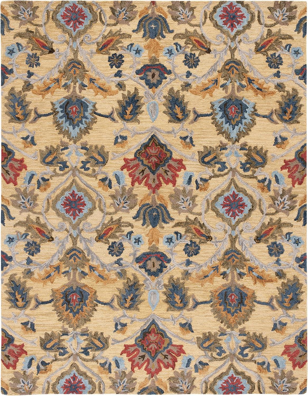 Handmade Tufted Wool Square Rug in Navy & Multi - 59"