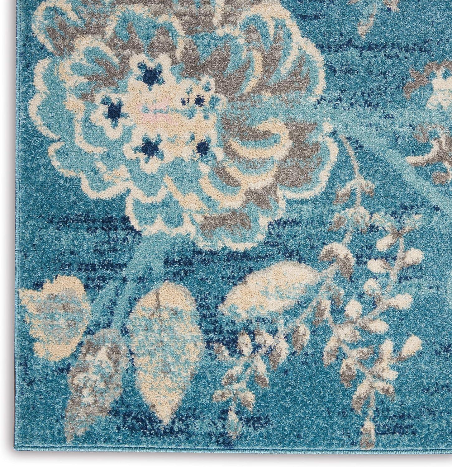 Tranquil TRA02 Ivory/Light Blue Area Rug French Country Eclectic Floral By Nourison