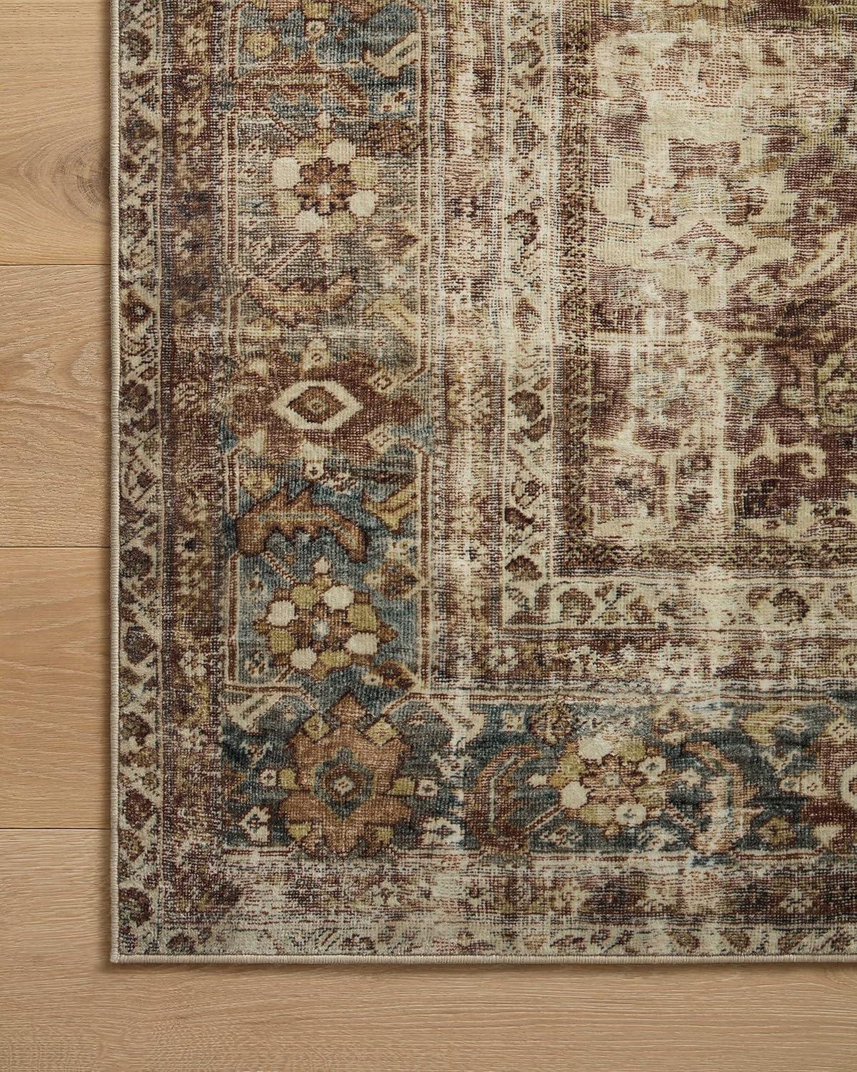 Sinclair I Rug by Magnolia Home by Joanna Gaines x Loloi - Rust and Lagoon / 5' x 7'