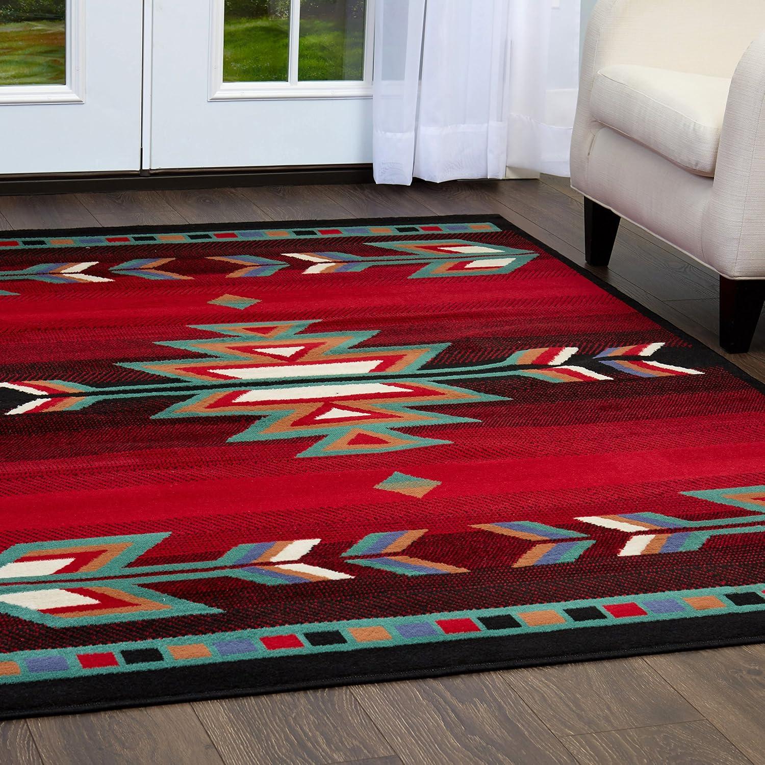 Home Dynamix Premium Sagrada Southwestern Geometric Area Rug, Black/Red, 3'7"x5'2"