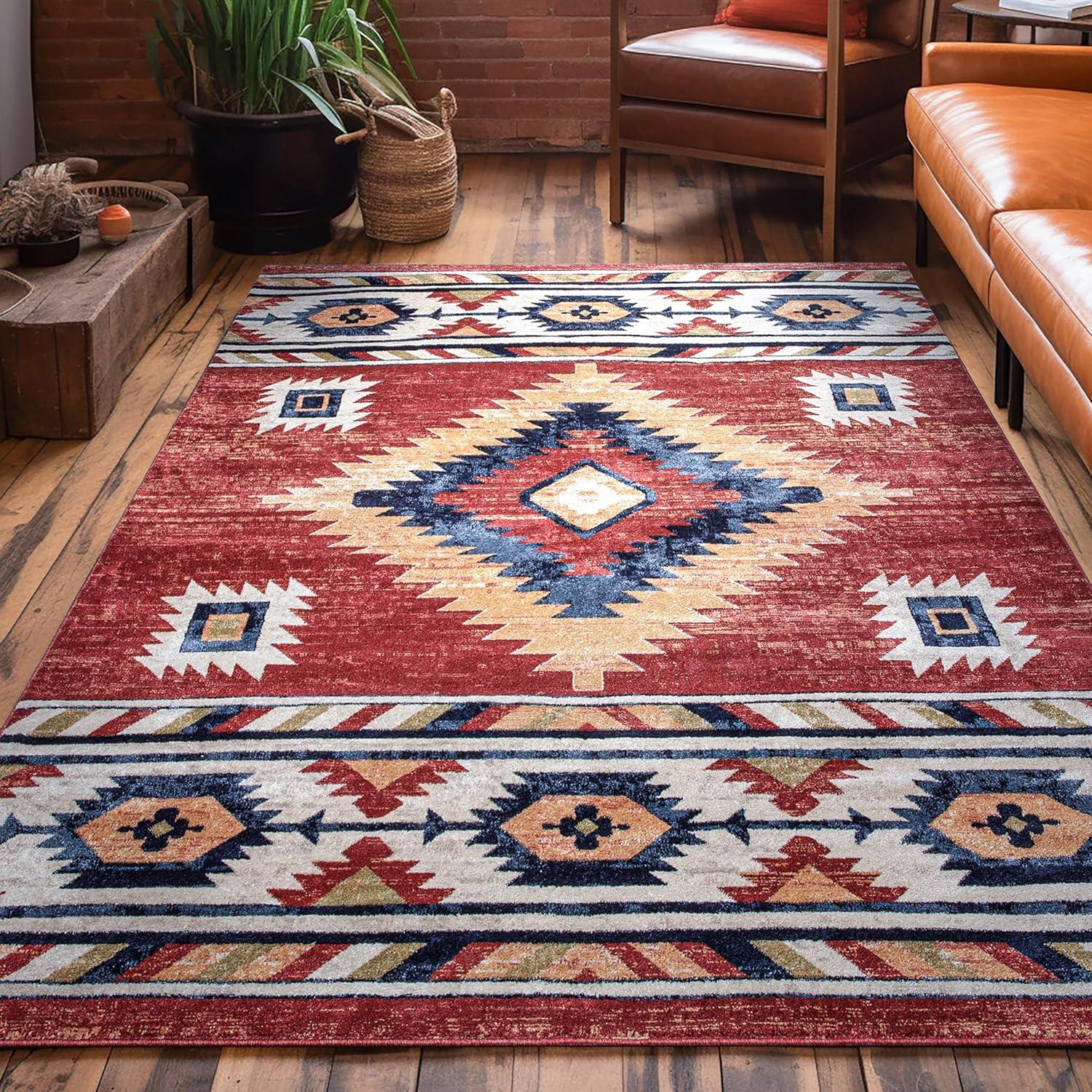 Well Woven Jamyn Lea Crimson Traditional Southwestern Tribal Red/Blue Rug