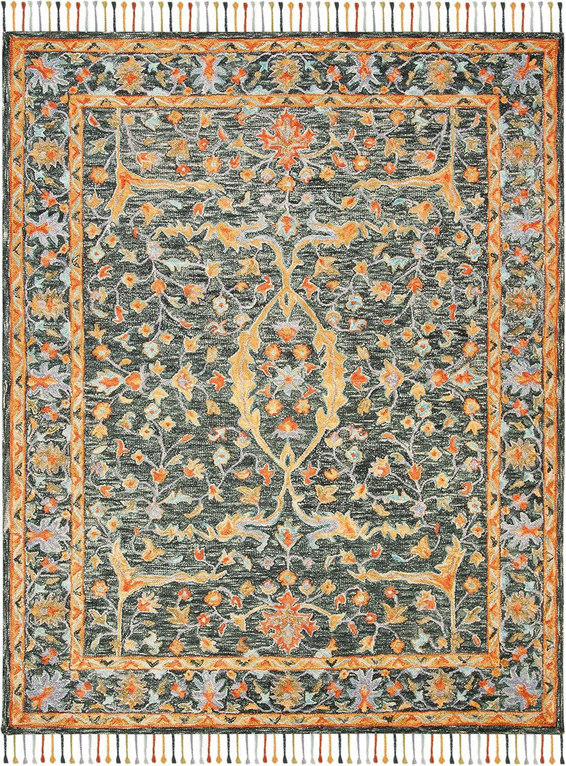Aspen APN116 Hand Tufted Area Rug - Olive/Rust - 8' X 10' - Safavieh.