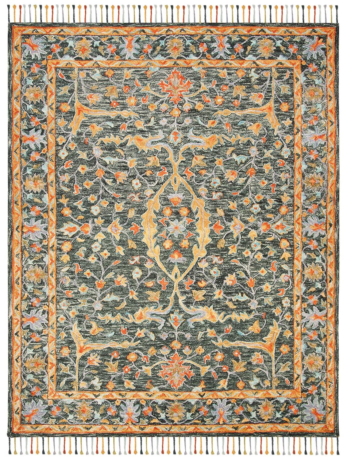 Aspen APN116 Hand Tufted Area Rug - Olive/Rust - 8' X 10' - Safavieh.