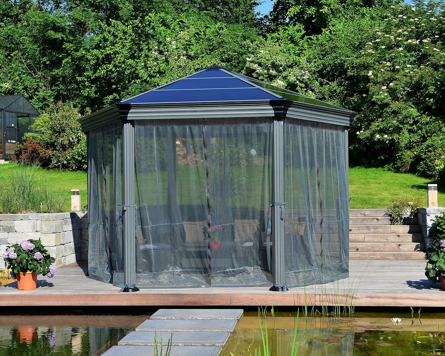 Gray Polyester Gazebo Netting Set for Roma and Monaco Models