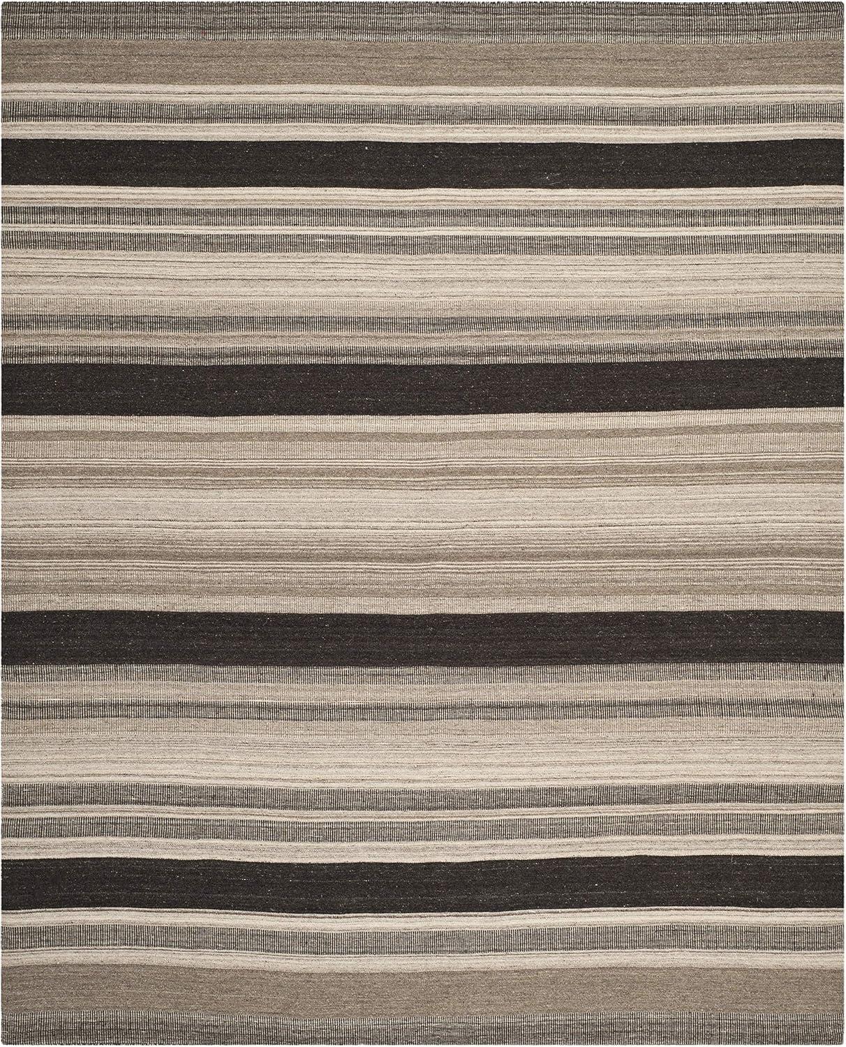 Dhurries DHU628 Hand Woven Area Rug - Natural/Black - 8'x10' - Safavieh.