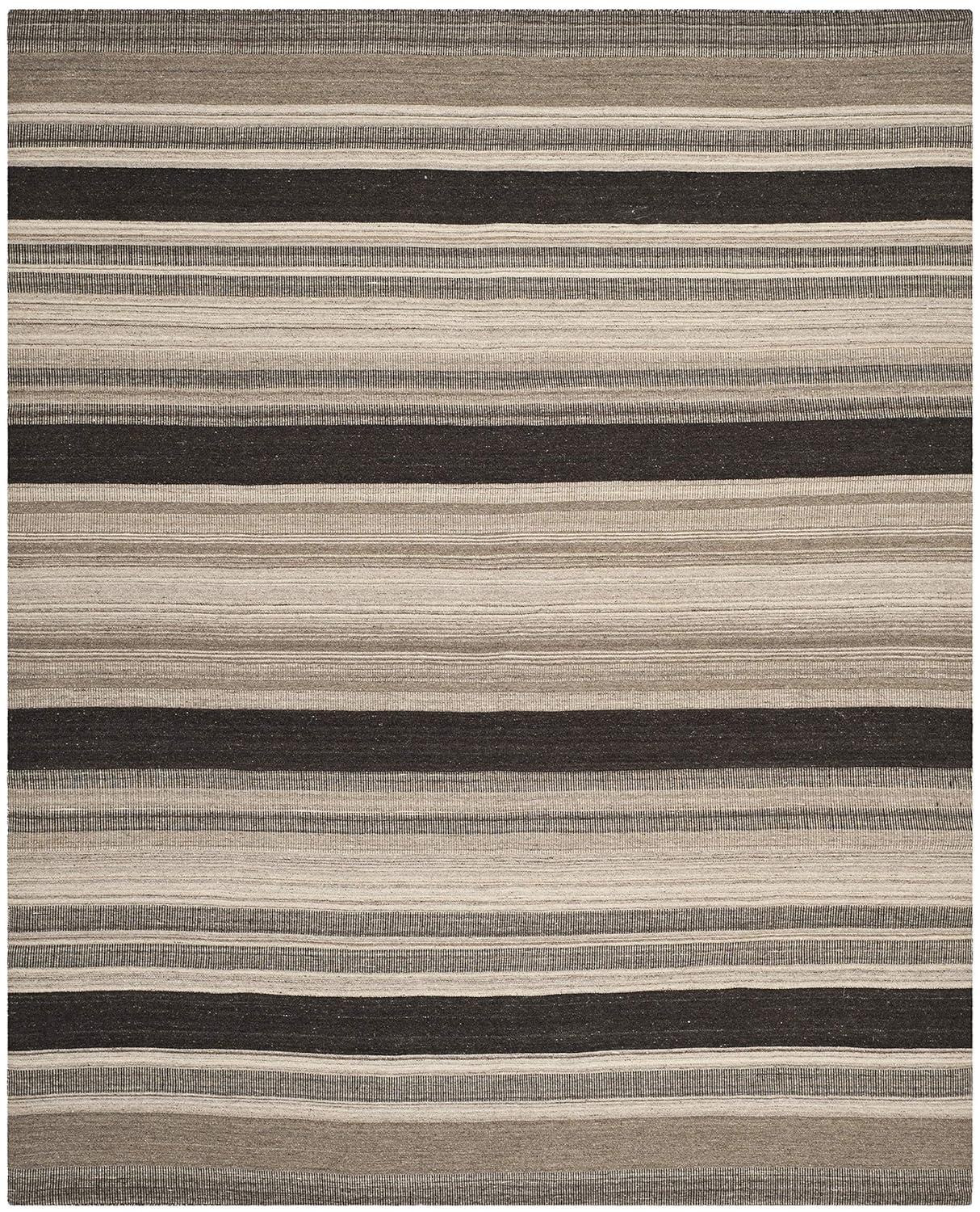 Dhurries DHU628 Hand Woven Area Rug - Natural/Black - 8'x10' - Safavieh.