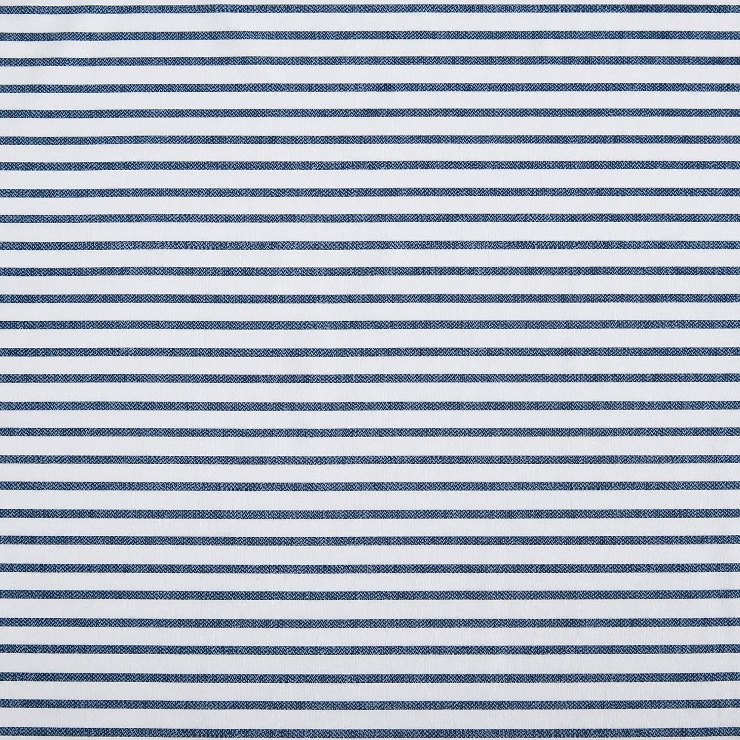 Navy and White Striped Cotton Percale Twin Sheet Set