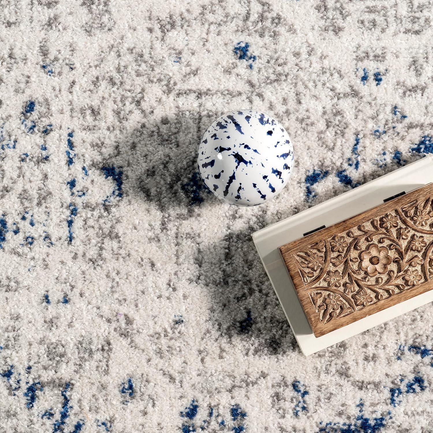 Nuloom Minta Medallion 2x8 Runner Indoor Area Rug for Living Room Bedroom Dining Room Entryway Hallway Kitchen, Blue/Off White