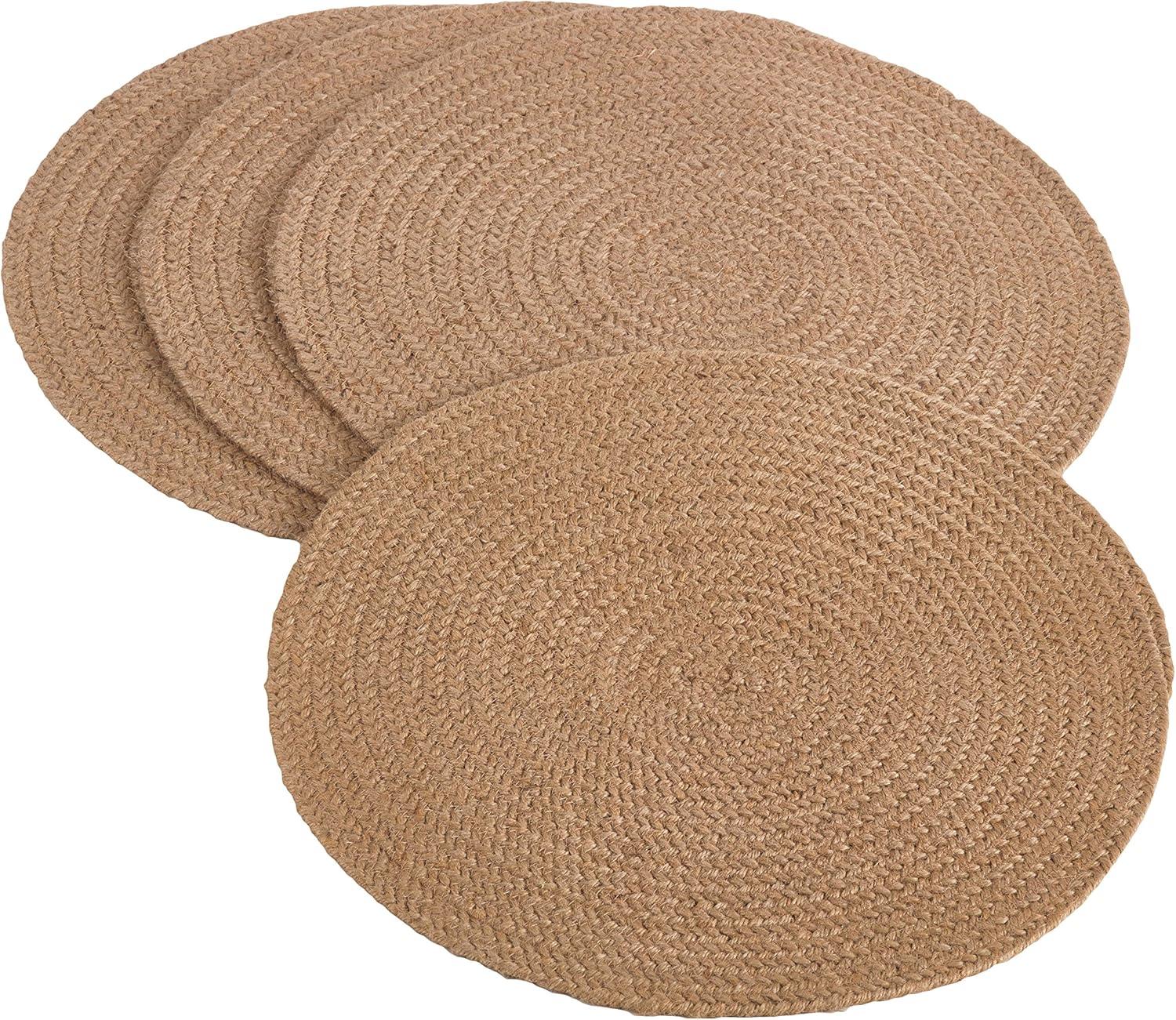 Natural Round Jute Design Placemats, Set of 4