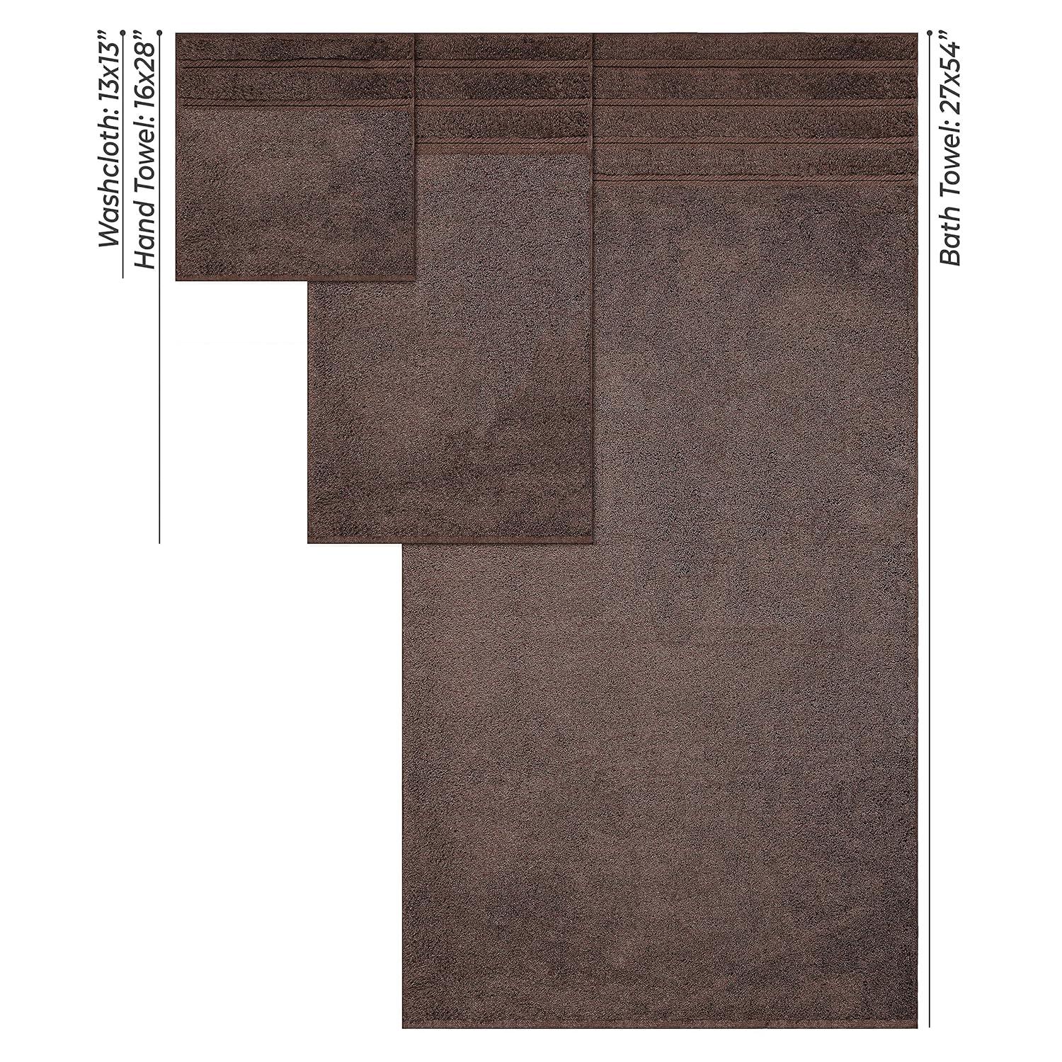 American Soft Linen 6 Piece Towel Set, 100% Cotton Bath Towels for Bathroom, Brown