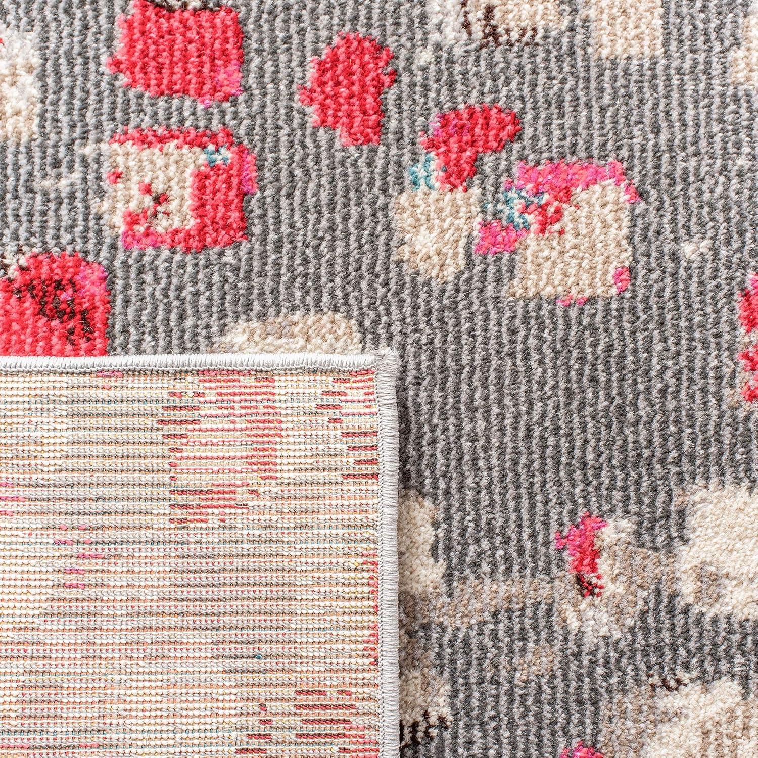 Madison MAD425 Power Loomed Indoor Accent Rug - Grey/Red - 3'x3' - Safavieh