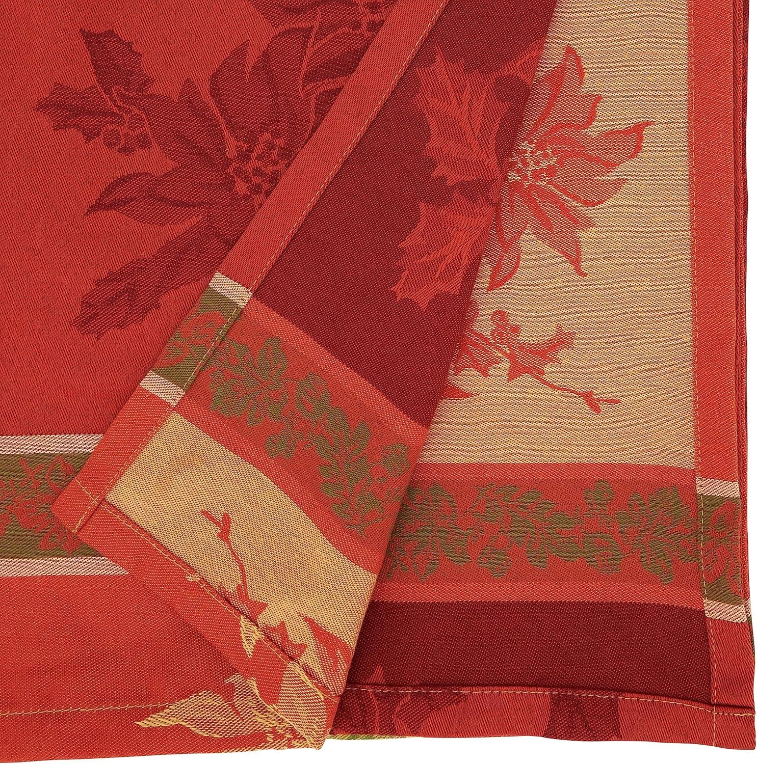 Elegant Jacquard Fall Leaves Orange Tablecloth, 65" x 104"