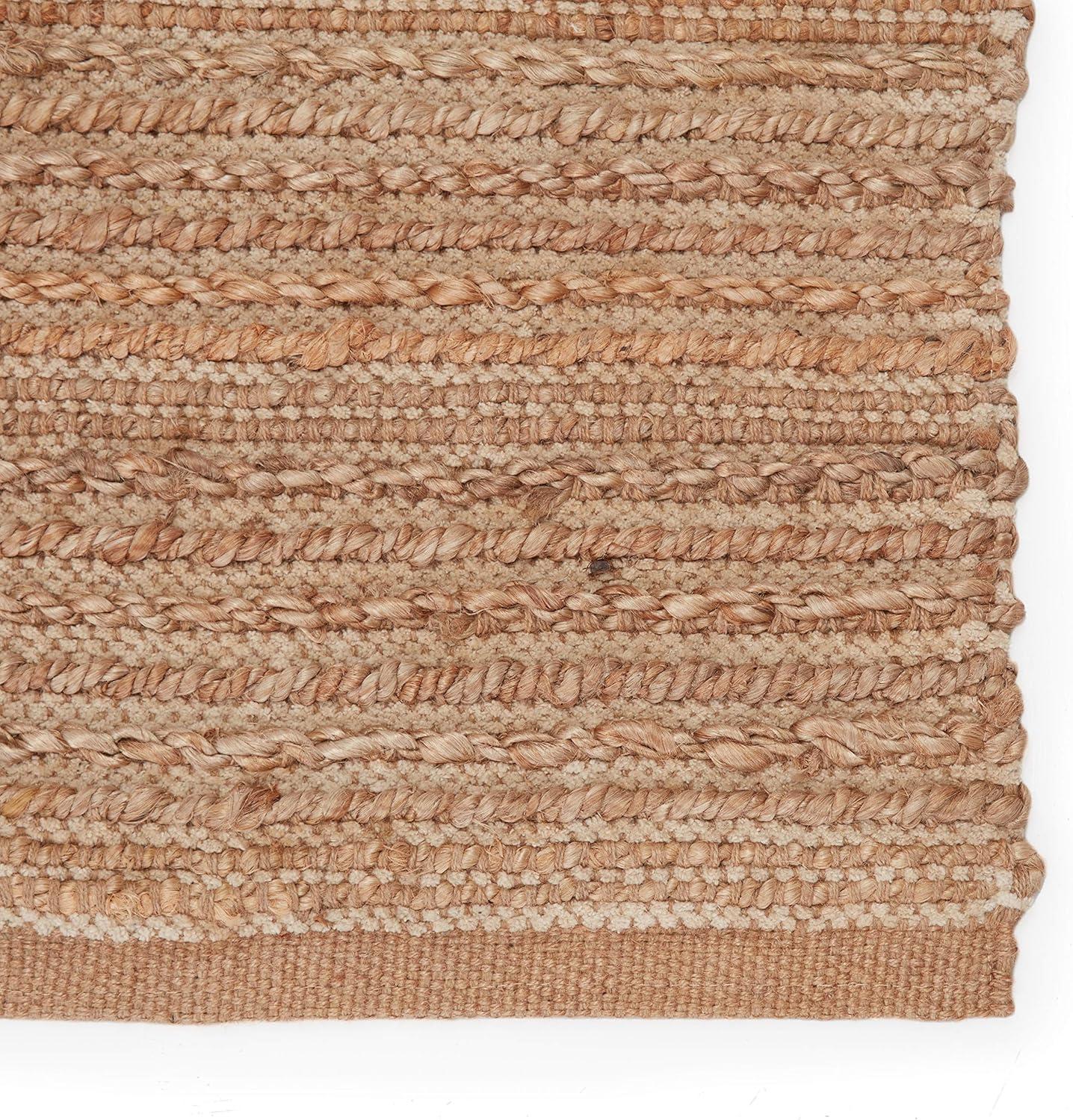 Reversible Tan & Ivory Flat Woven Jute-Cotton Rug 5'x8'