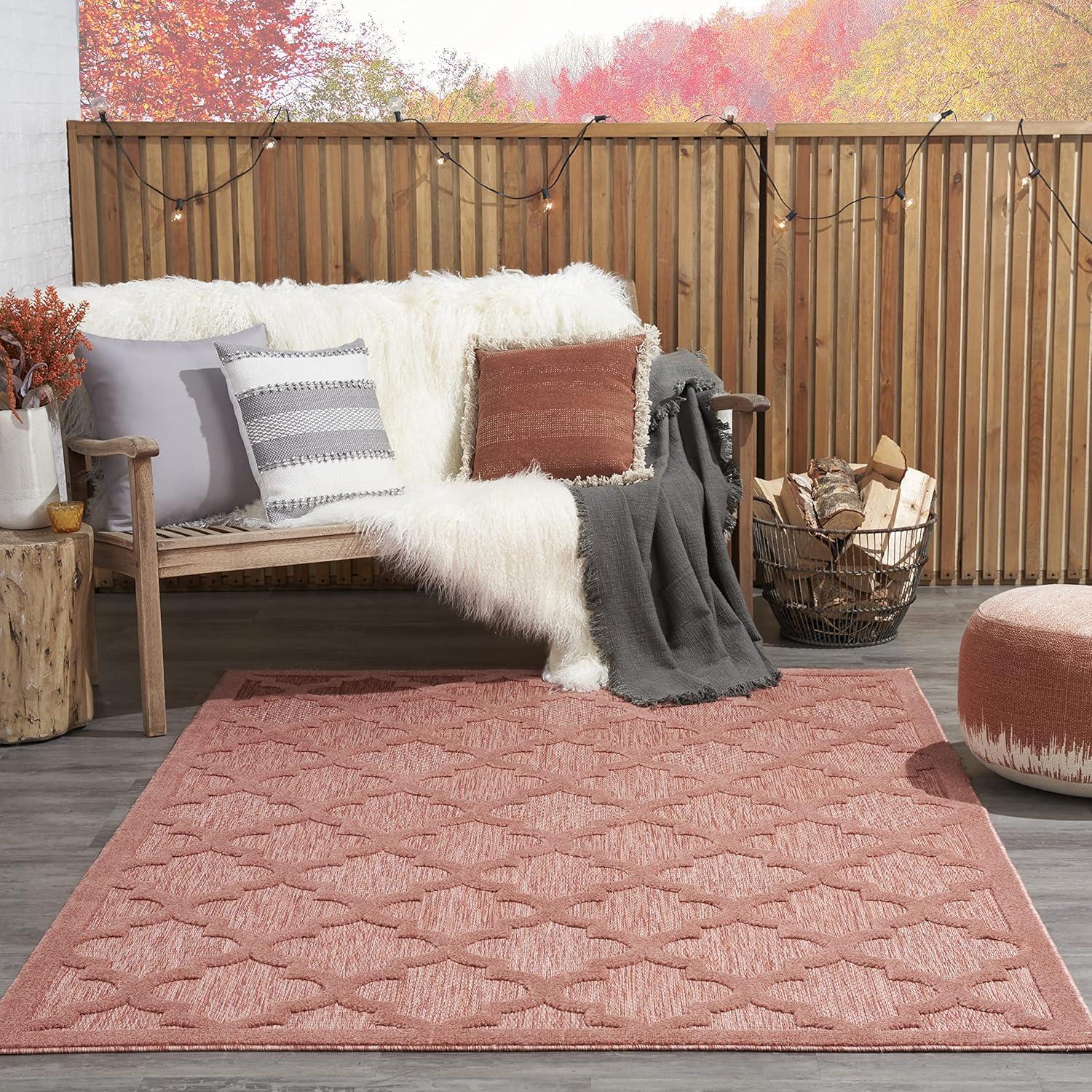 Coral Charm 6' x 9' Trellis Pattern Easy-Care Outdoor Rug