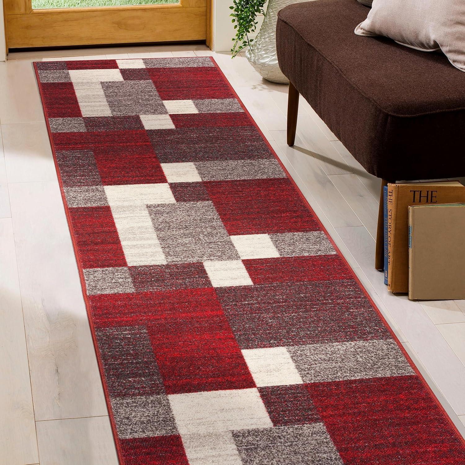 World Rug Gallery Modern Boxes Design Non-slip (Non-skid) Area Rug