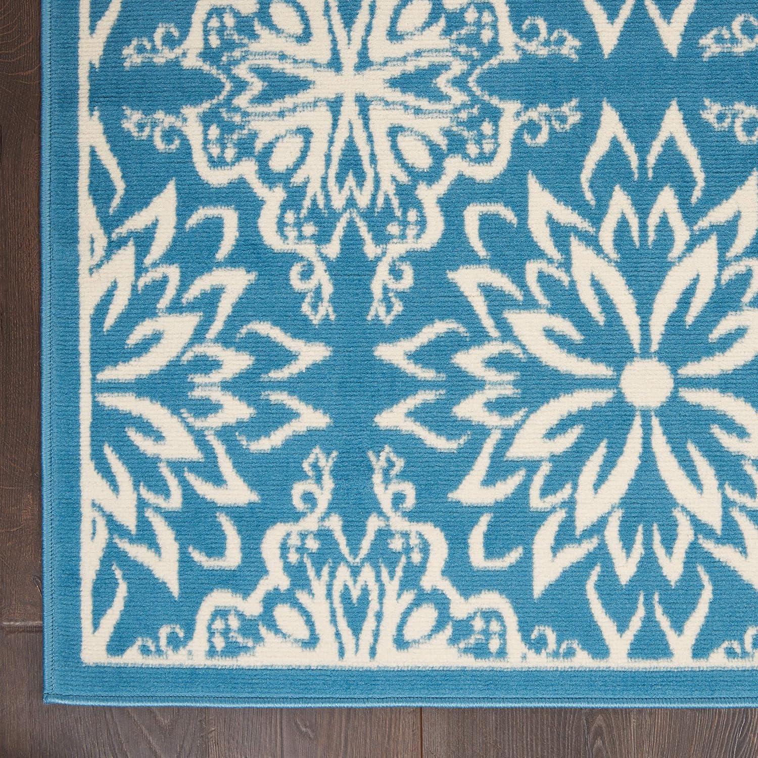 Nourison Jubilant Floral Ivory/Blue 5'3" x 7'3" Area Rug, (5x7)