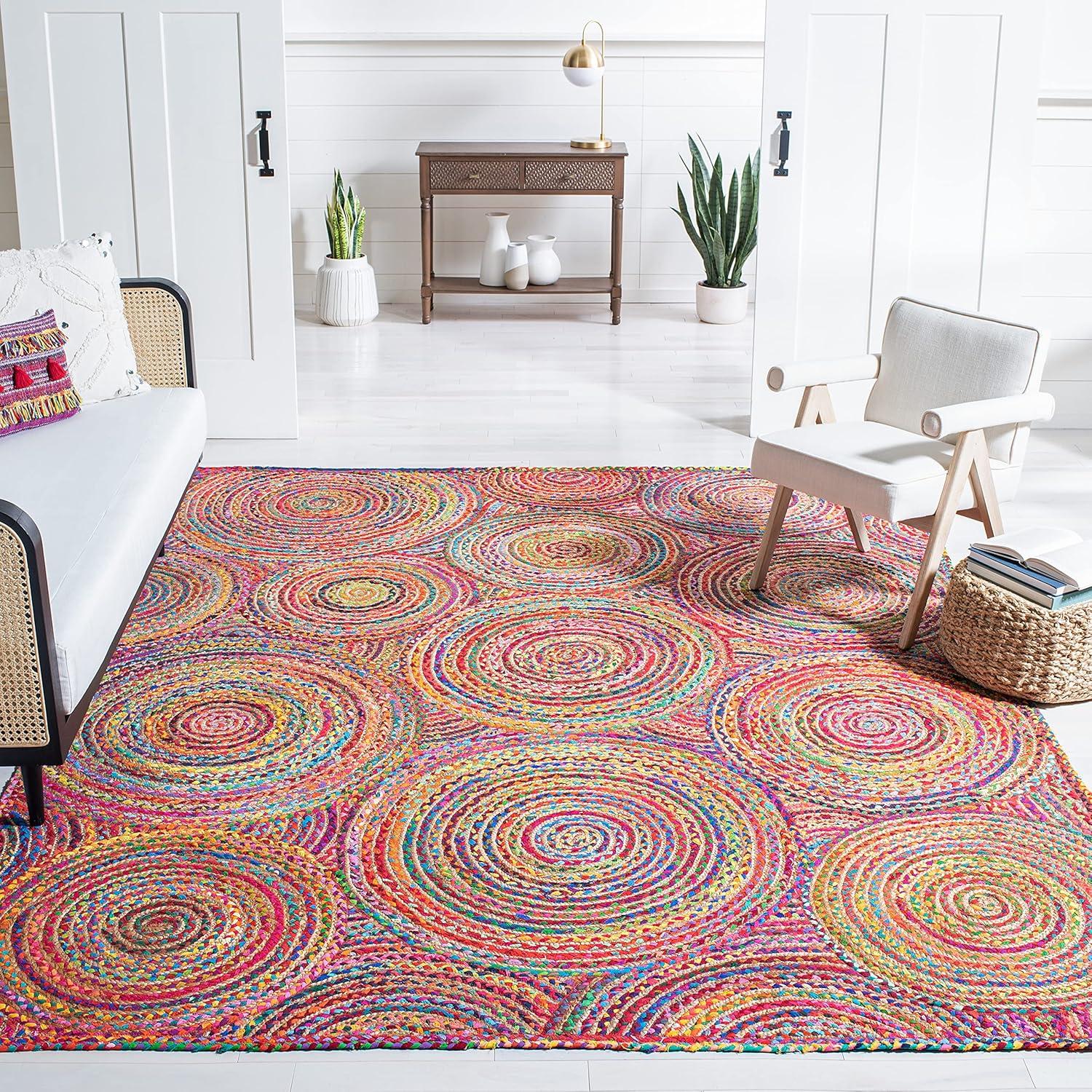 Cape Cod CAP203 Woven Indoor Area Rug - Red/Multi - 6'x6' - Safavieh