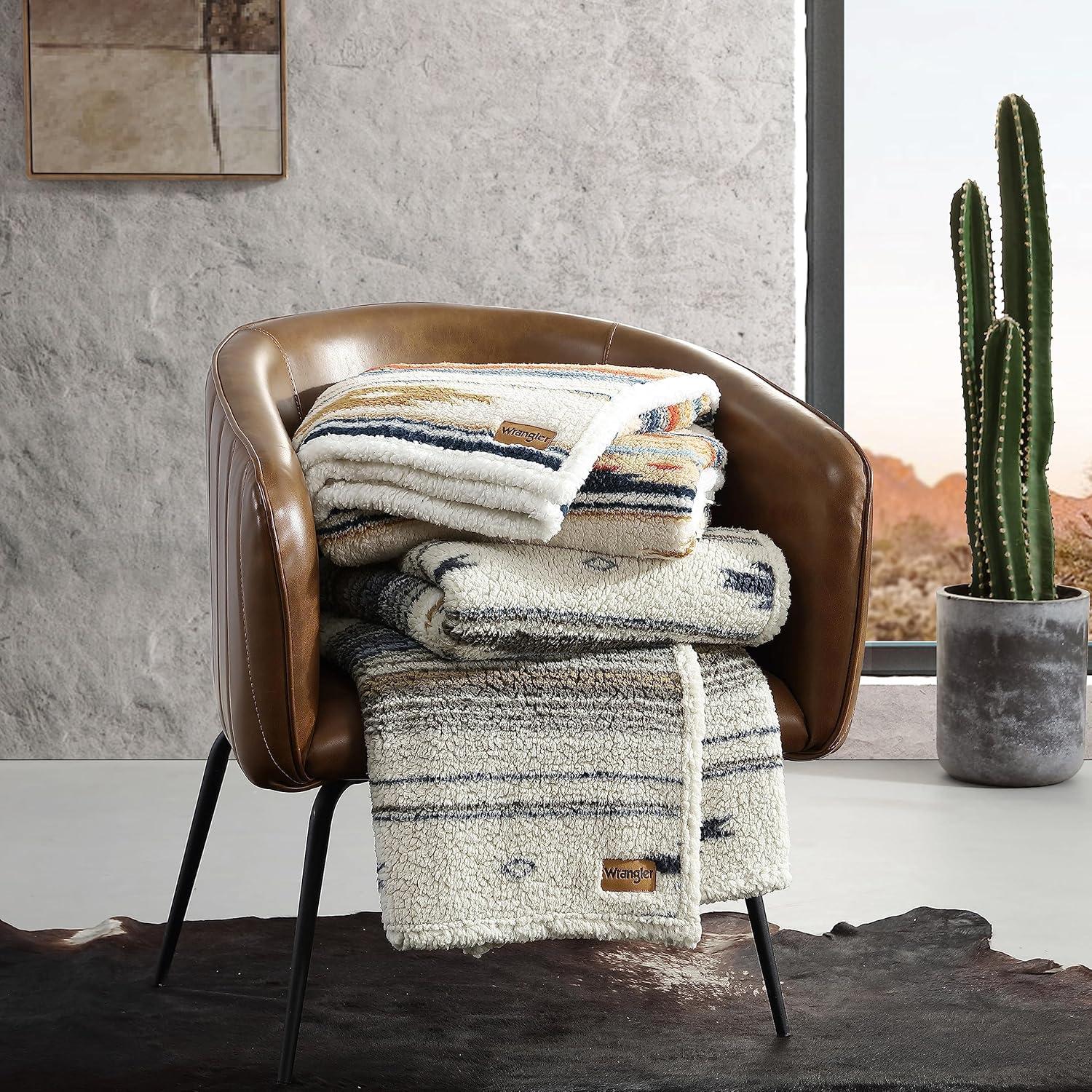 Wrangler Wrangler Printed Plush Sherpa Throw Blankets