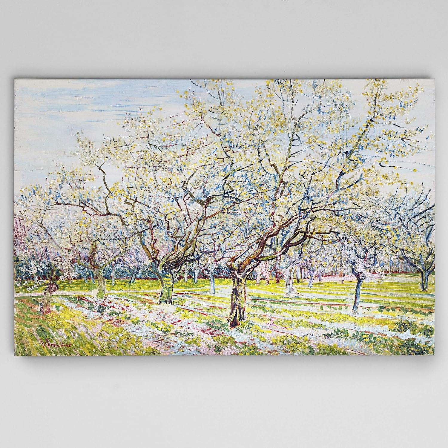 Vincent Van Gogh Blossoming Trees Canvas Wall Art, 19x28