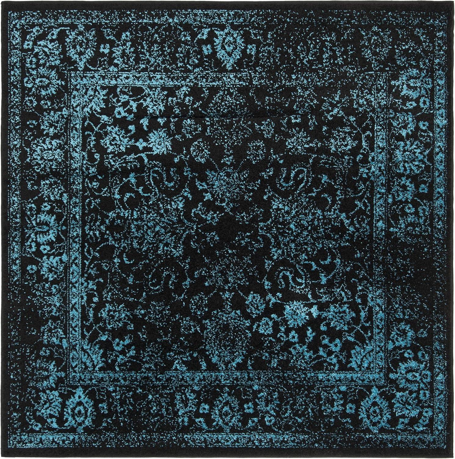 SAFAVIEH Adirondack Wyatt Traditional Area Rug, Black/Teal, 10' x 10' Square