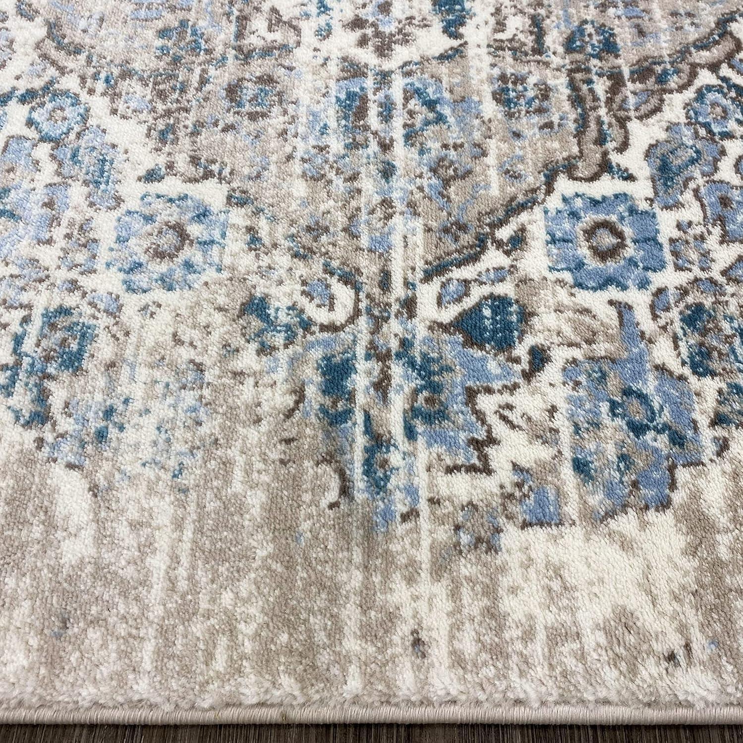 Luxe Weavers Victoria Collection Cream 4x5 Floral Area Rug