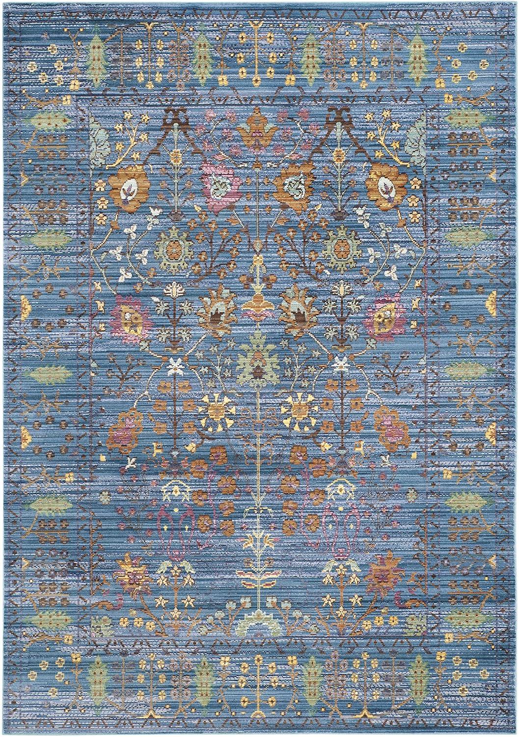 Valencia VAL108 Power Loomed Indoor Area Rug - Blue/Multi - 4'x6' - Safavieh