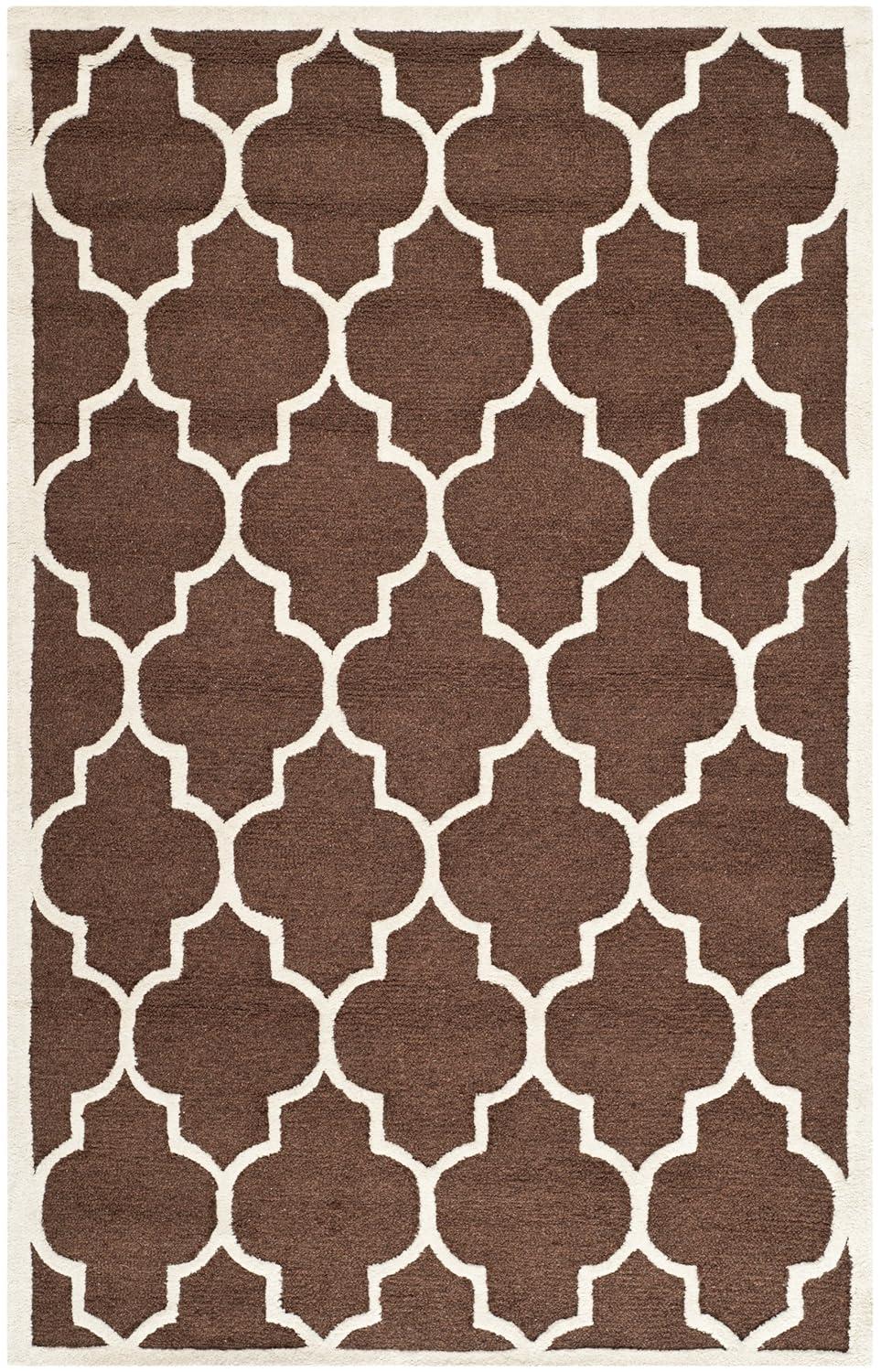 SAFAVIEH Cambridge Kevin Geometric Wool Area Rug, Dark Brown/Ivory, 5' x 8'