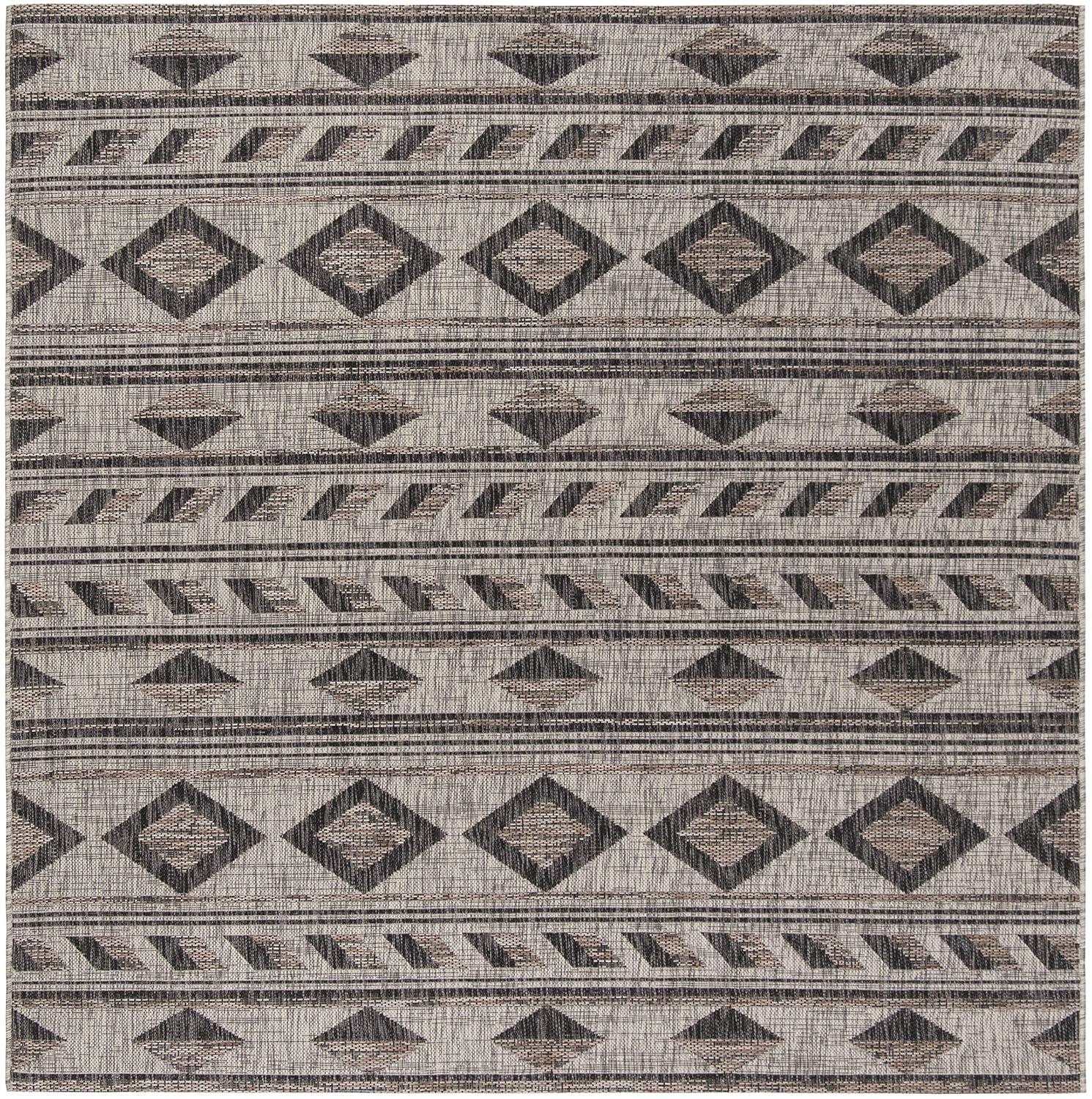Courtyard CY8529 Power Loomed Indoor/Outdoor Area Rug - Grey/Black - 4'x4' - Safavieh.