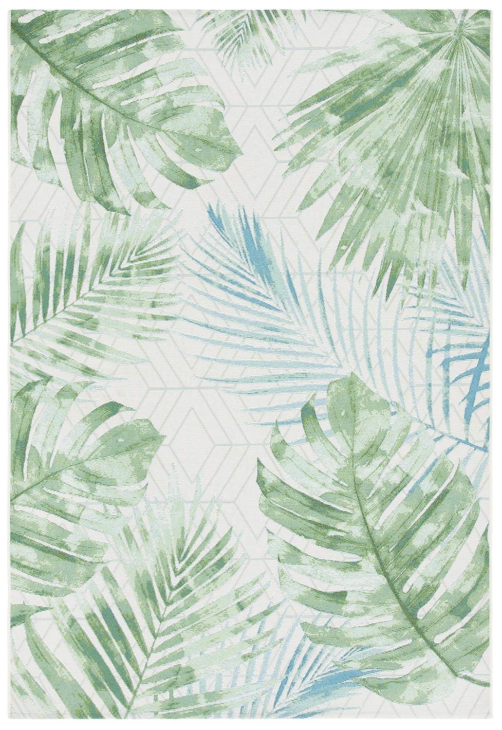 Barbados BAR590 Power Loomed Indoor/Outdoor Area Rug - Green/Teal - 5'3"x7'6" - Safavieh.