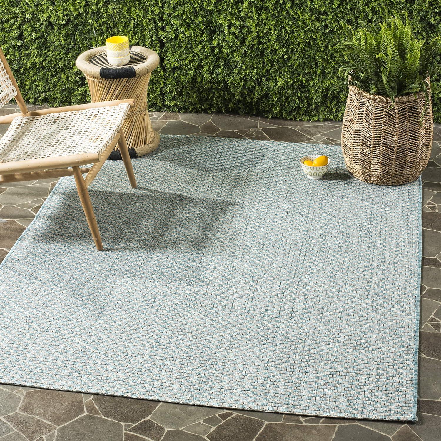 Courtyard CY8653 Power Loomed Indoor and Outdoor Area Rug - Light Blue/Light Grey - 5'3"x7'7" - Safavieh