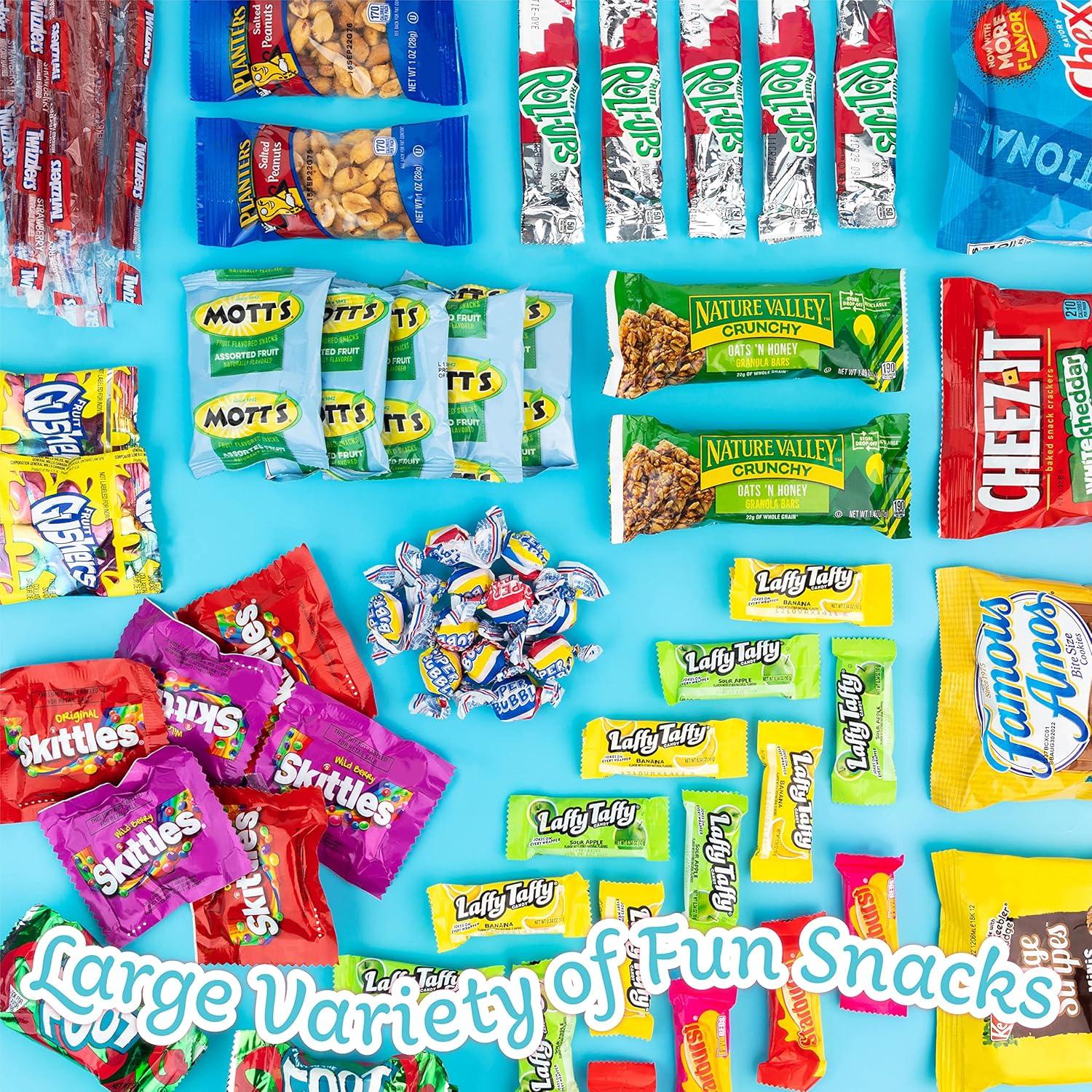 Care Package (150) Variety Snacks Gift Box Bulk Snacks - College Students, Military, Work or Home - Over 9 Pounds of Snacks! Snack Box Fathers gift basket gifts for men