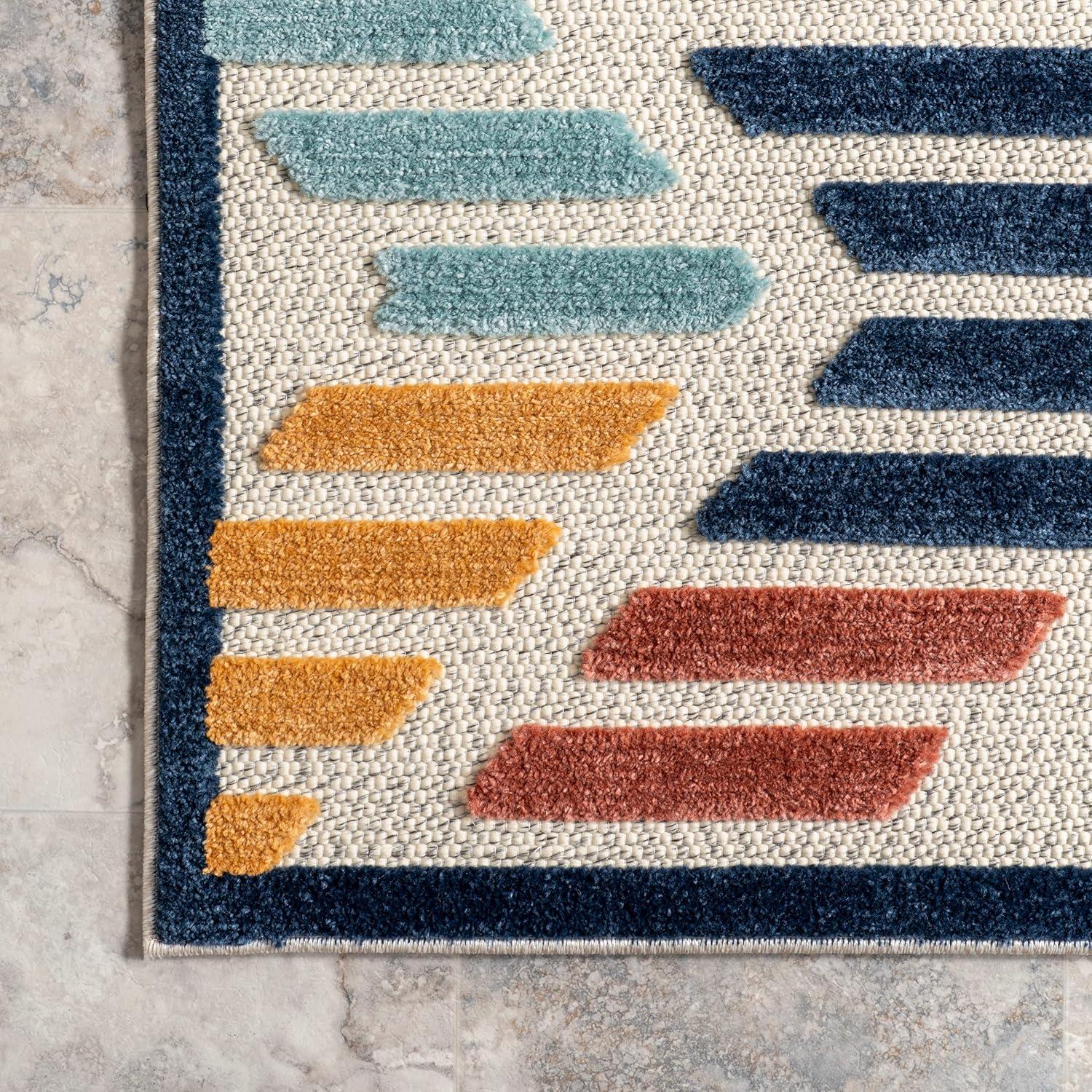 Nuloom Brinn Geometric Striped Indoor/Outdoor Patio Area Rug 5x7, Blue