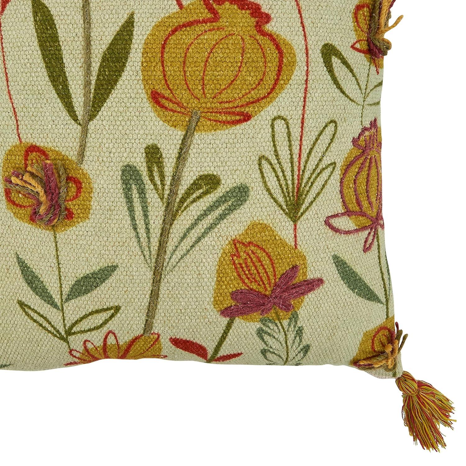 Blossom Collection Floral Cotton Throw Pillow