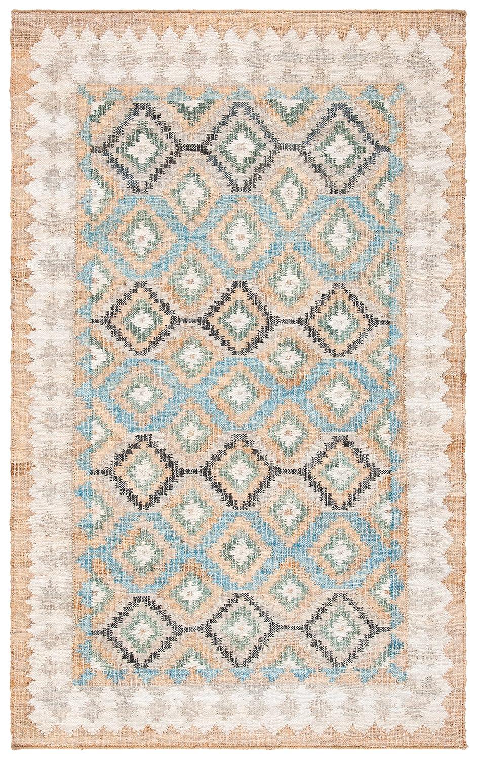 Kilim KLM756 Hand Woven Area Rug - Blue/Ivory - 5'x8' - Safavieh.