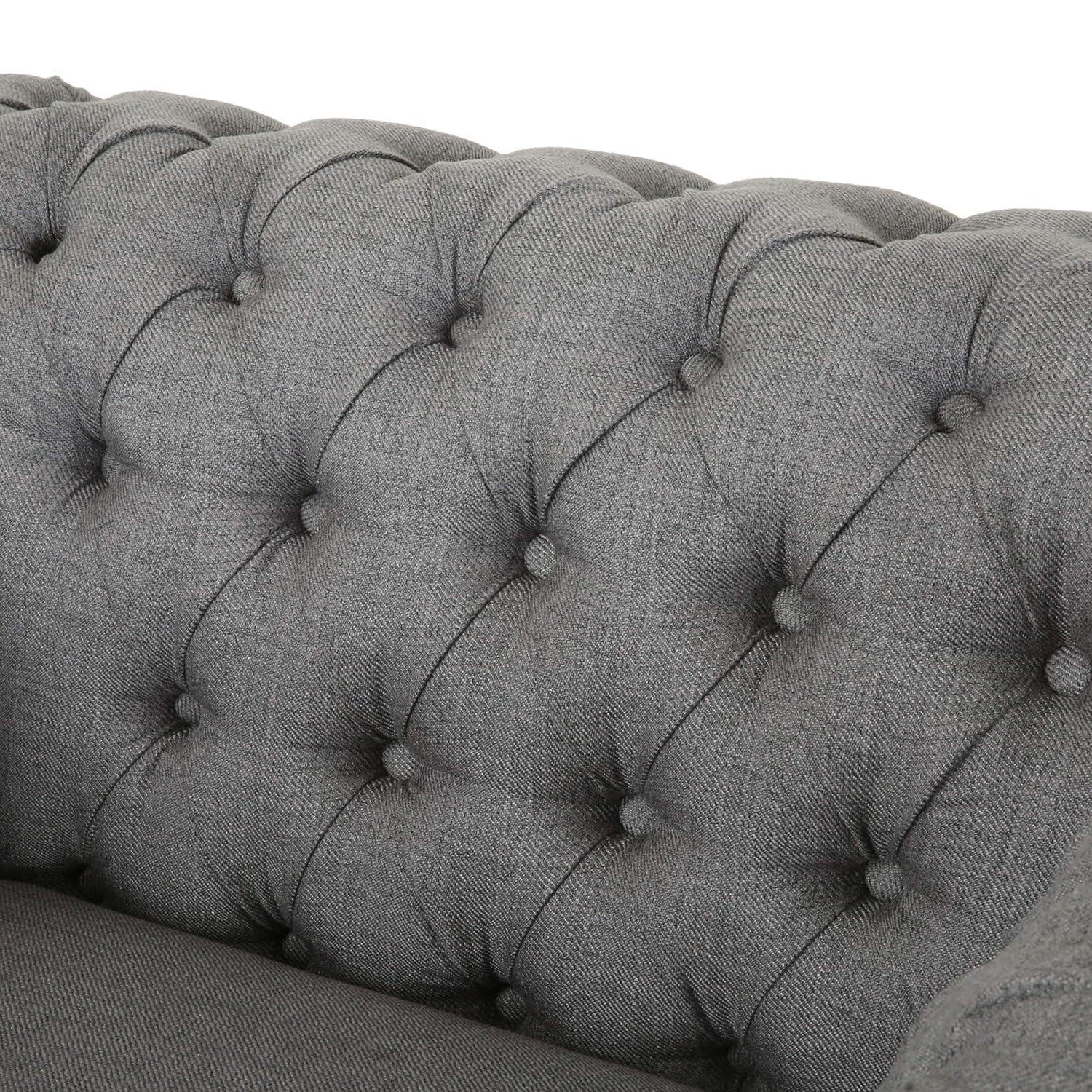 Westminster Chesterfield Club Chair Dark Gray - Christopher Knight Home: Elegant Upholstered Reading Seat