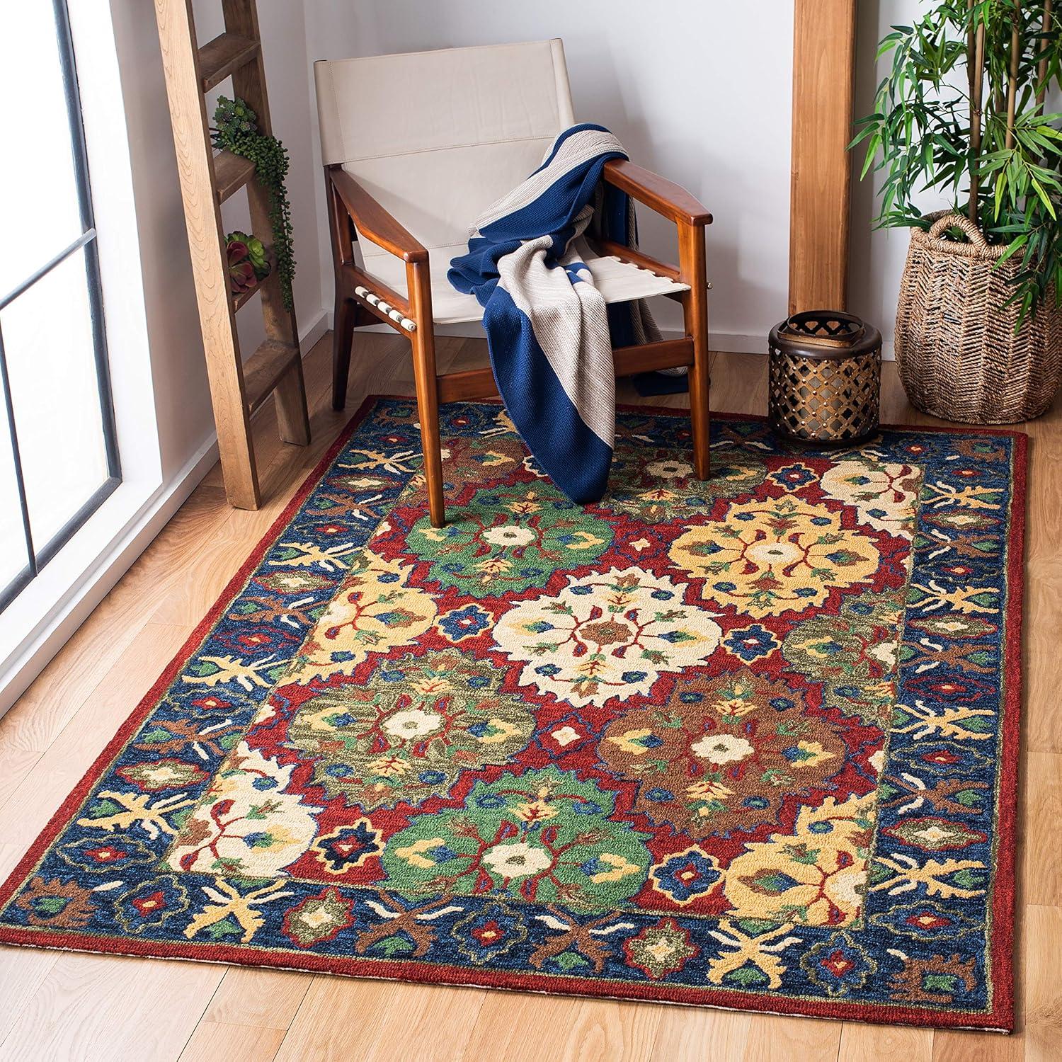 Heritage HG354 Hand Tufted Area Rug - Red/Blue - 6'x9' - Safavieh.