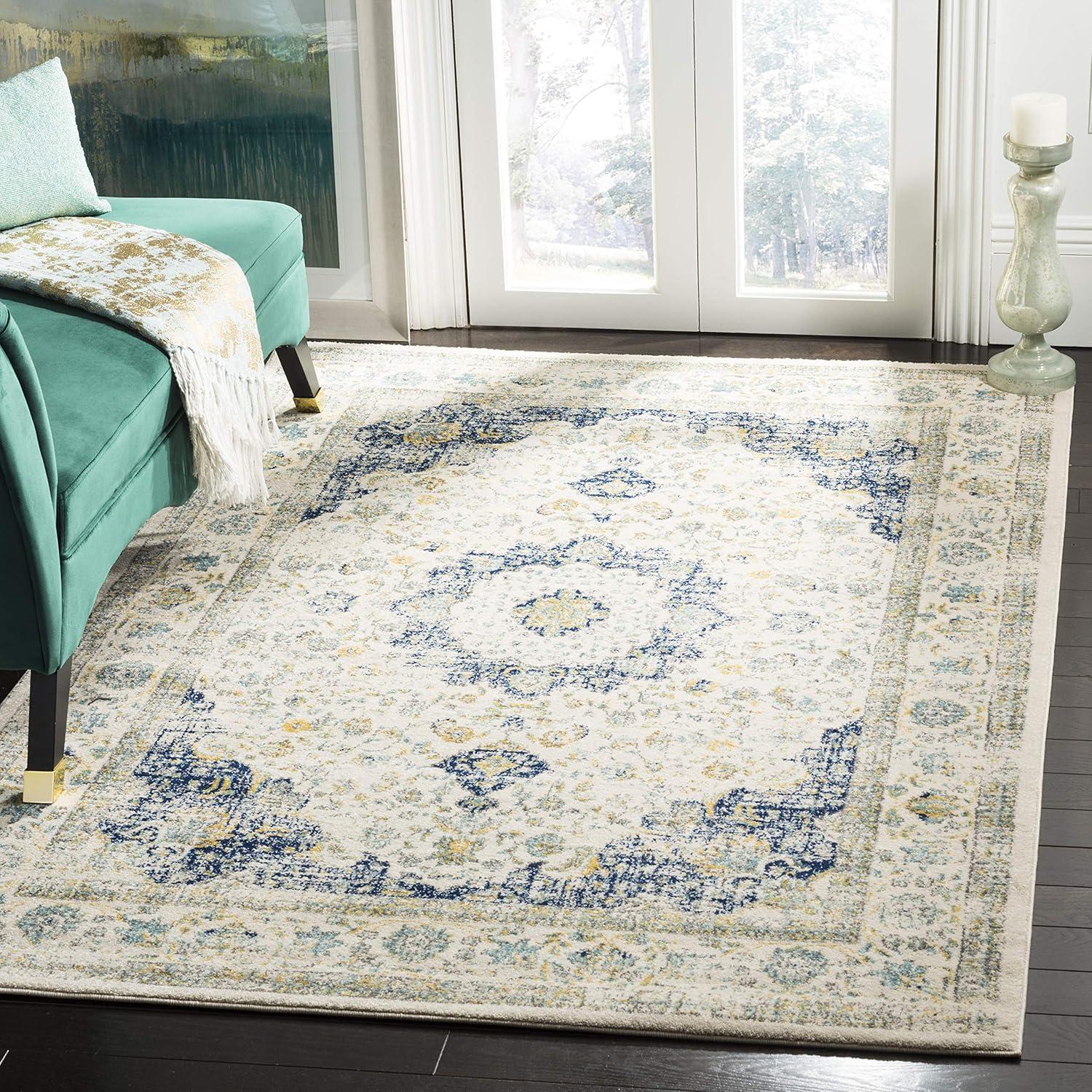 Evoke EVK220 Power Loomed Area Rug - Ivory/Blue - 10'x14' - Safavieh.