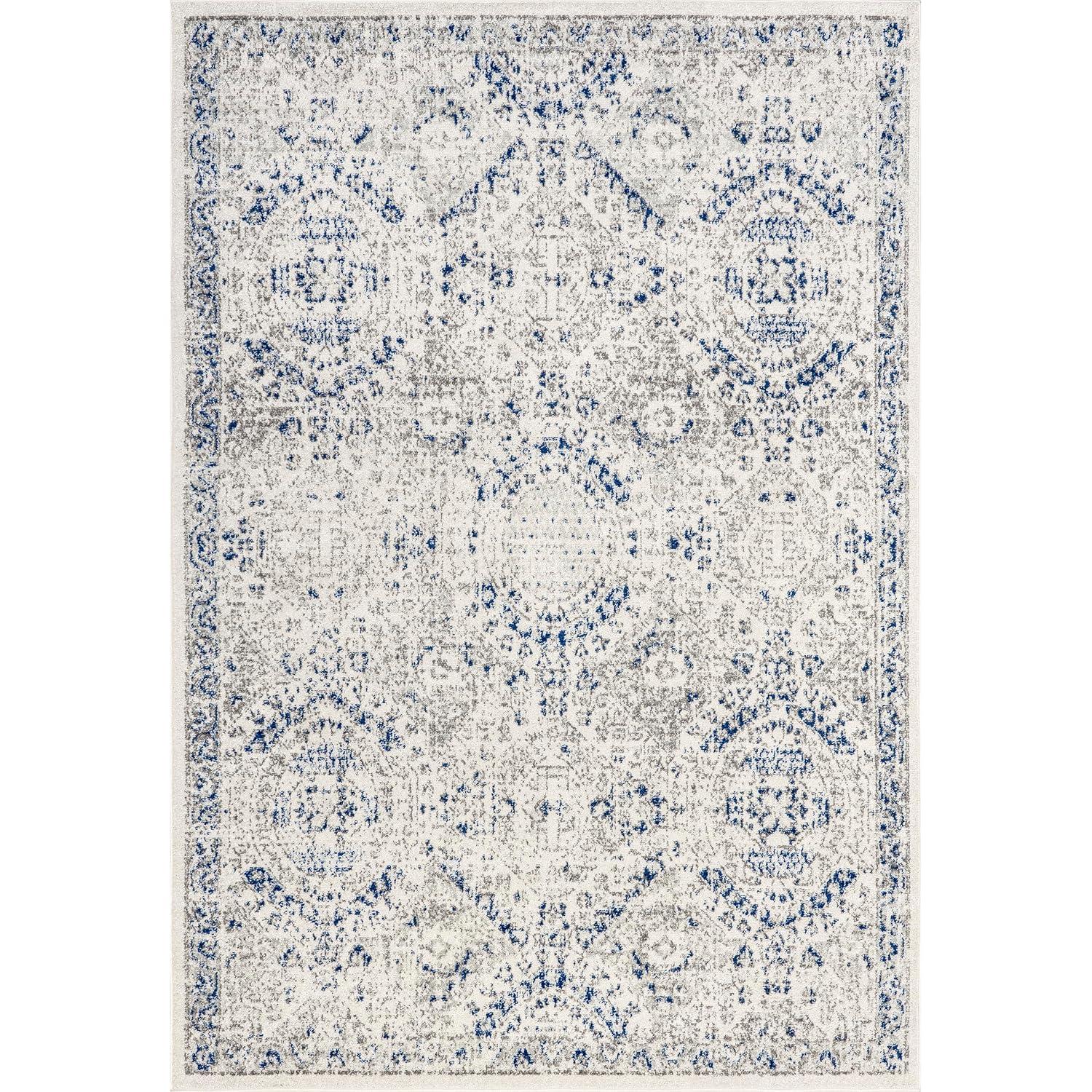 Nuloom Minta Medallion 10x14 Indoor Area Rug for Living Room Bedroom Dining Room Kitchen, Blue/Off White