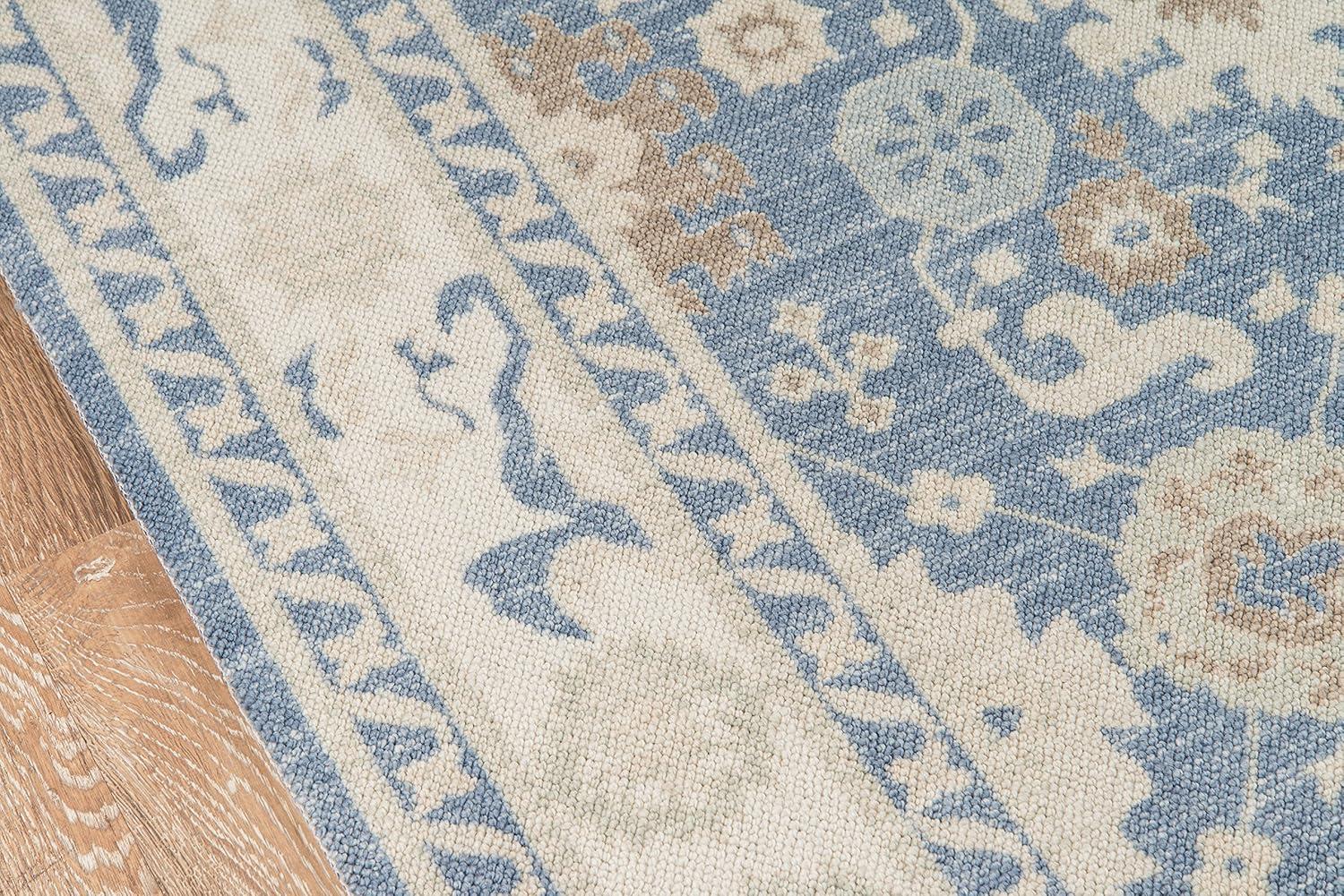 3'3"x5' Floral Loomed Accent Rug Light Blue - Momeni: Traditional Wool & Nylon Botanical Design, Low Pile, Indoor Use
