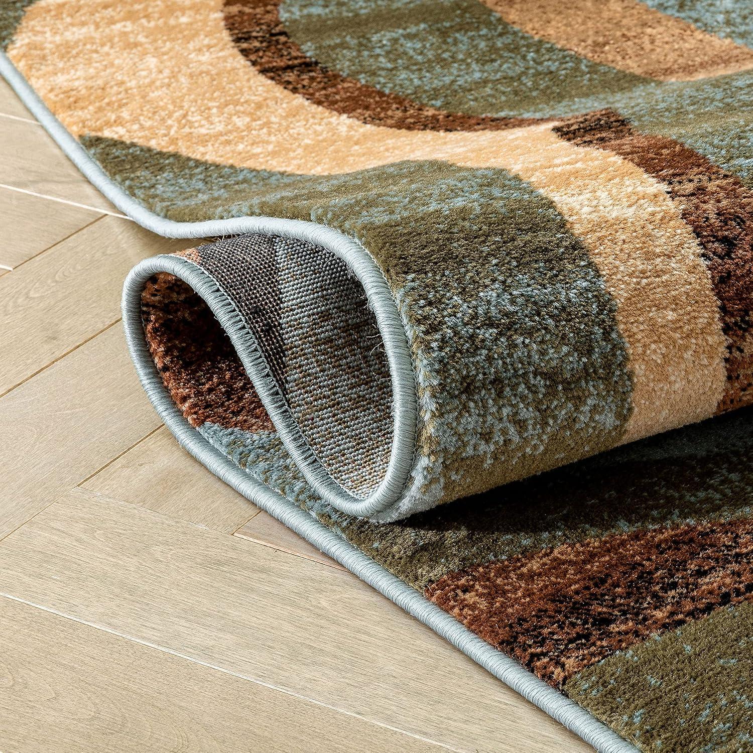 Well Woven Barclay Nirvana Waves Modern Geometric Multi Blue 5'3" x 7'3" Area Rug